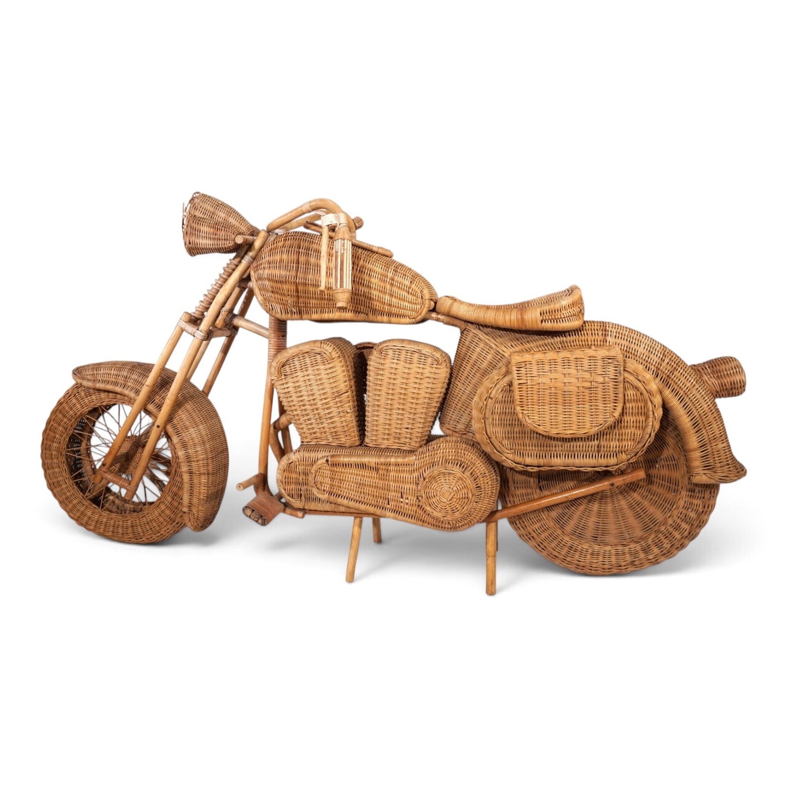 Tom Dixon Toegeschreven Harley Davidson Motorfiets Sculptuur Voor Habitat In Rotan, 1990 photo buy