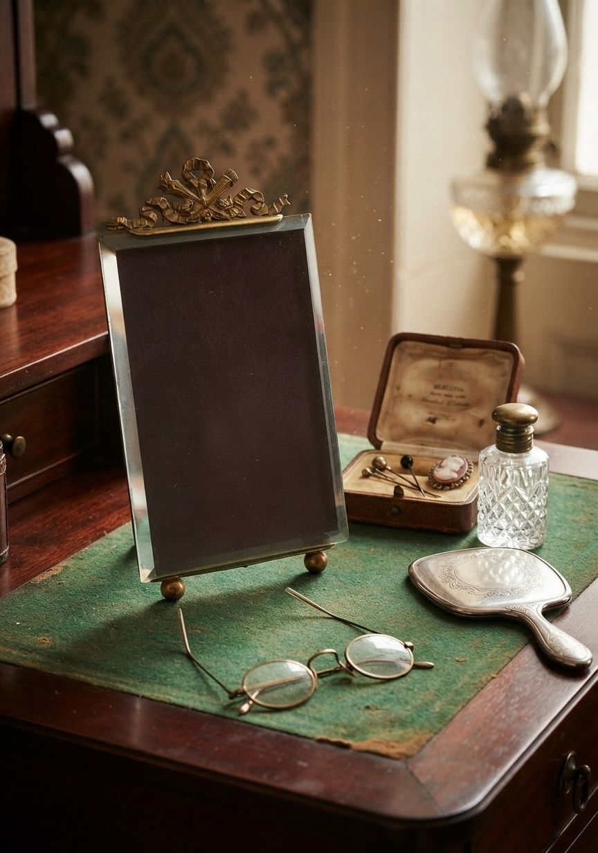 Antique French Gilt Metal And Crystal Glass Photo' Frame, C1890.