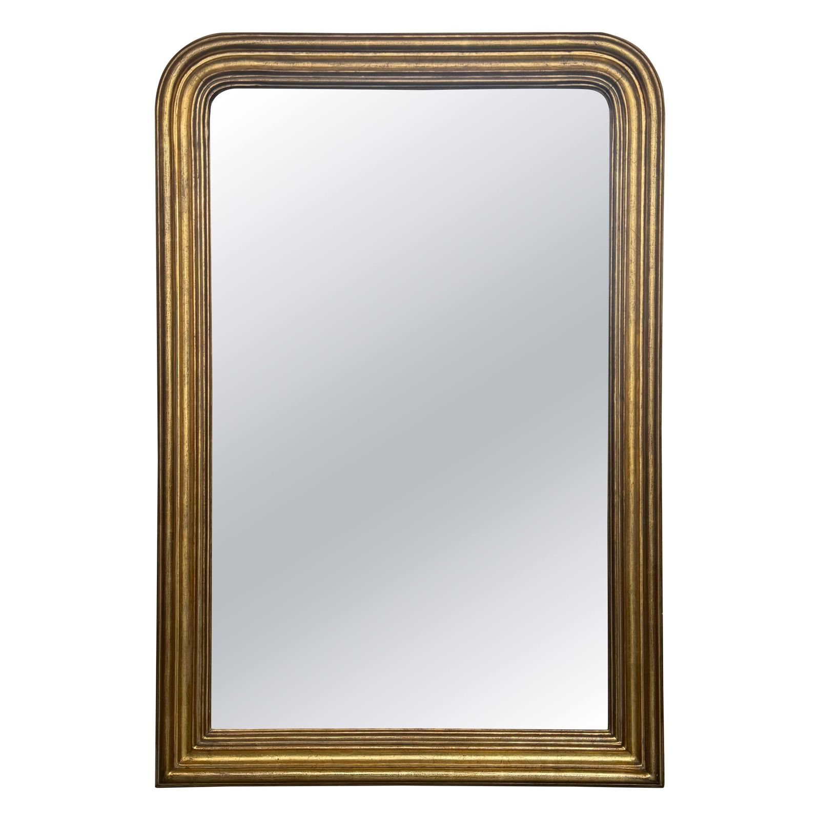 Antique French Giltwood Wall Mirror With Rounded Corners, Late 19th Century