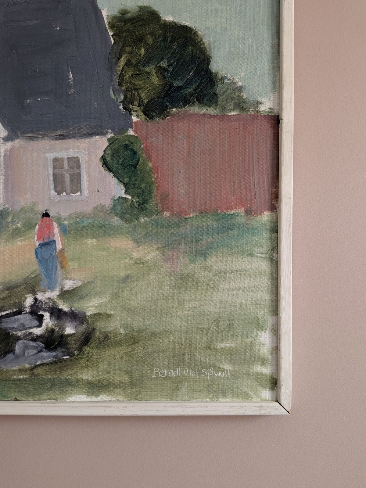 Tuinbijeenkomst in een cottage, olieverf op paneel photo vinterior