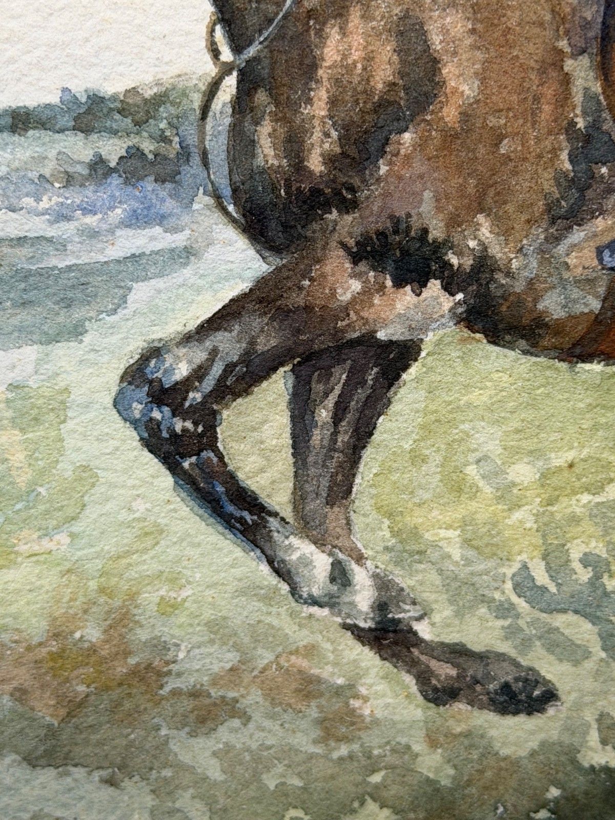 Art Vintage Watercolour British Sporting School The Huntsman On A Bay Hunter photo