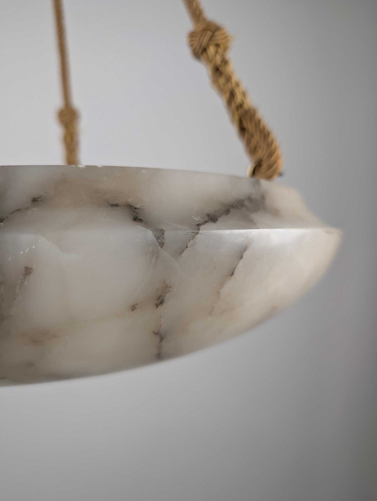 Timeless Art Deco Carved Alabaster Pendant Lamp, Black Veining, 1920s photo vinterior
