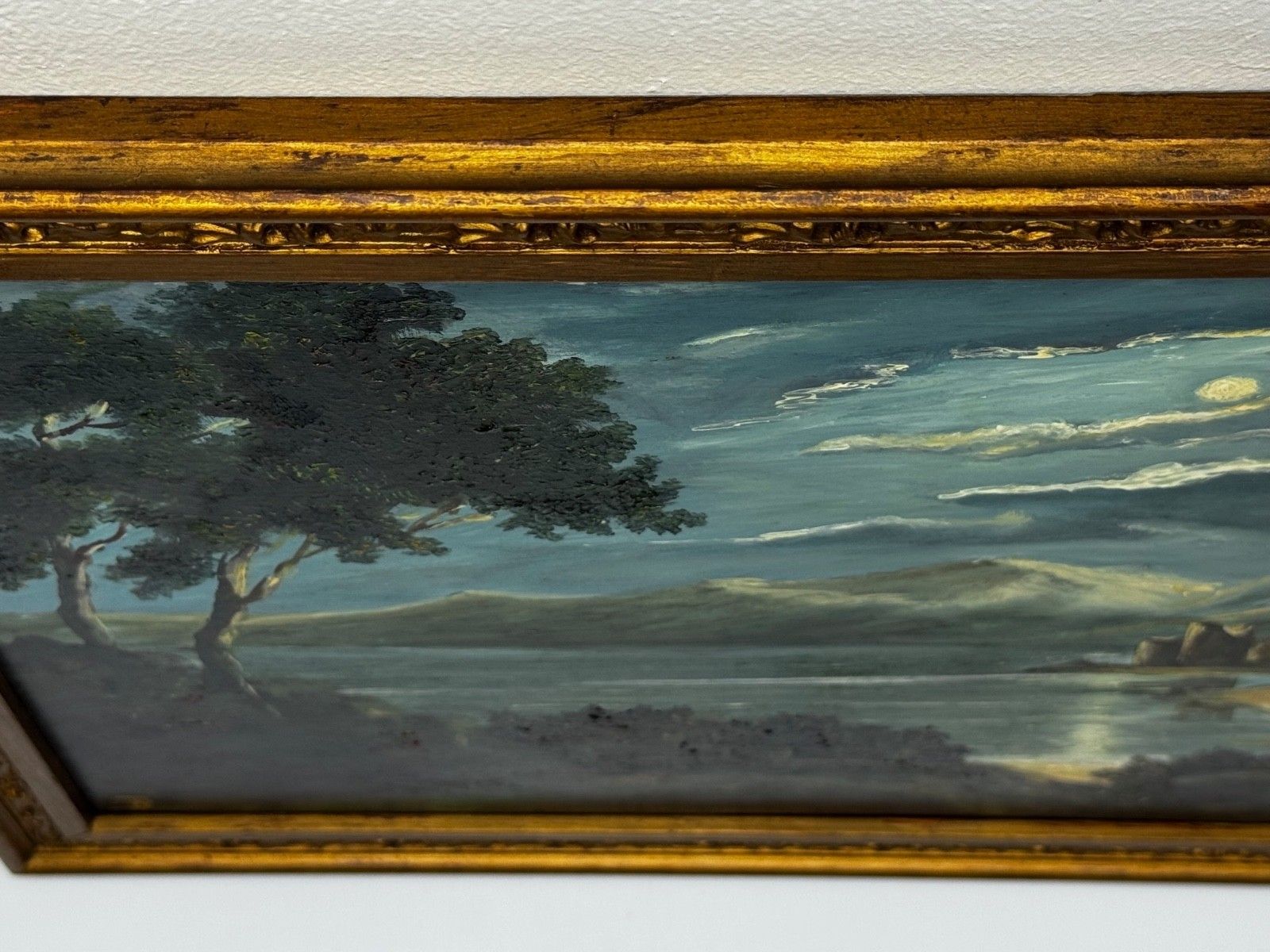 Mid Century Loch Ness Nocturnal Moonlight Oil Painting Urquhart Castle Scottish Highlands photo 3150.0