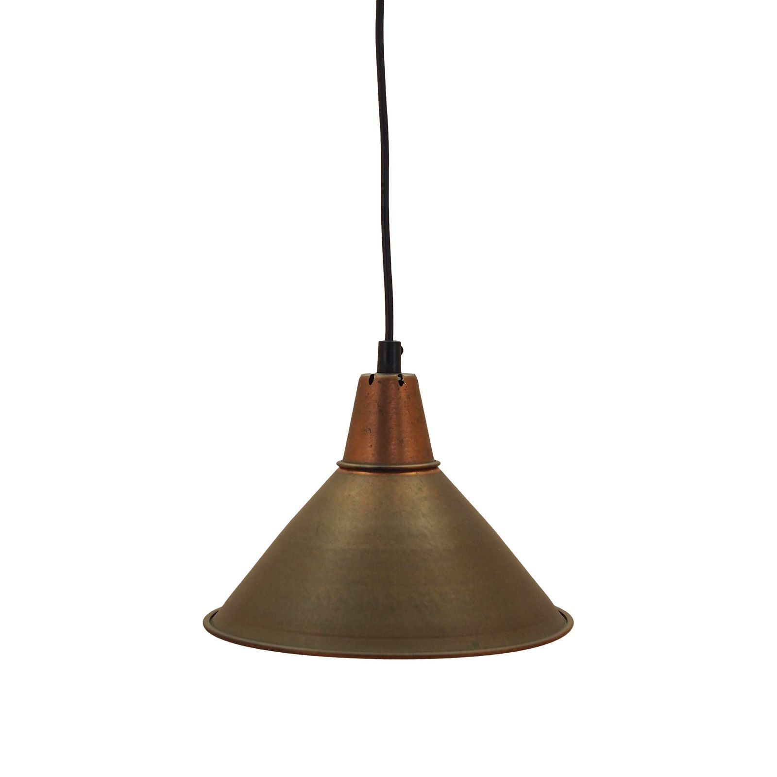 Deense Messing Hanglamp Met Industriële Kegelvormige Kap, Scandinavisch Modern Design, jaren 1960