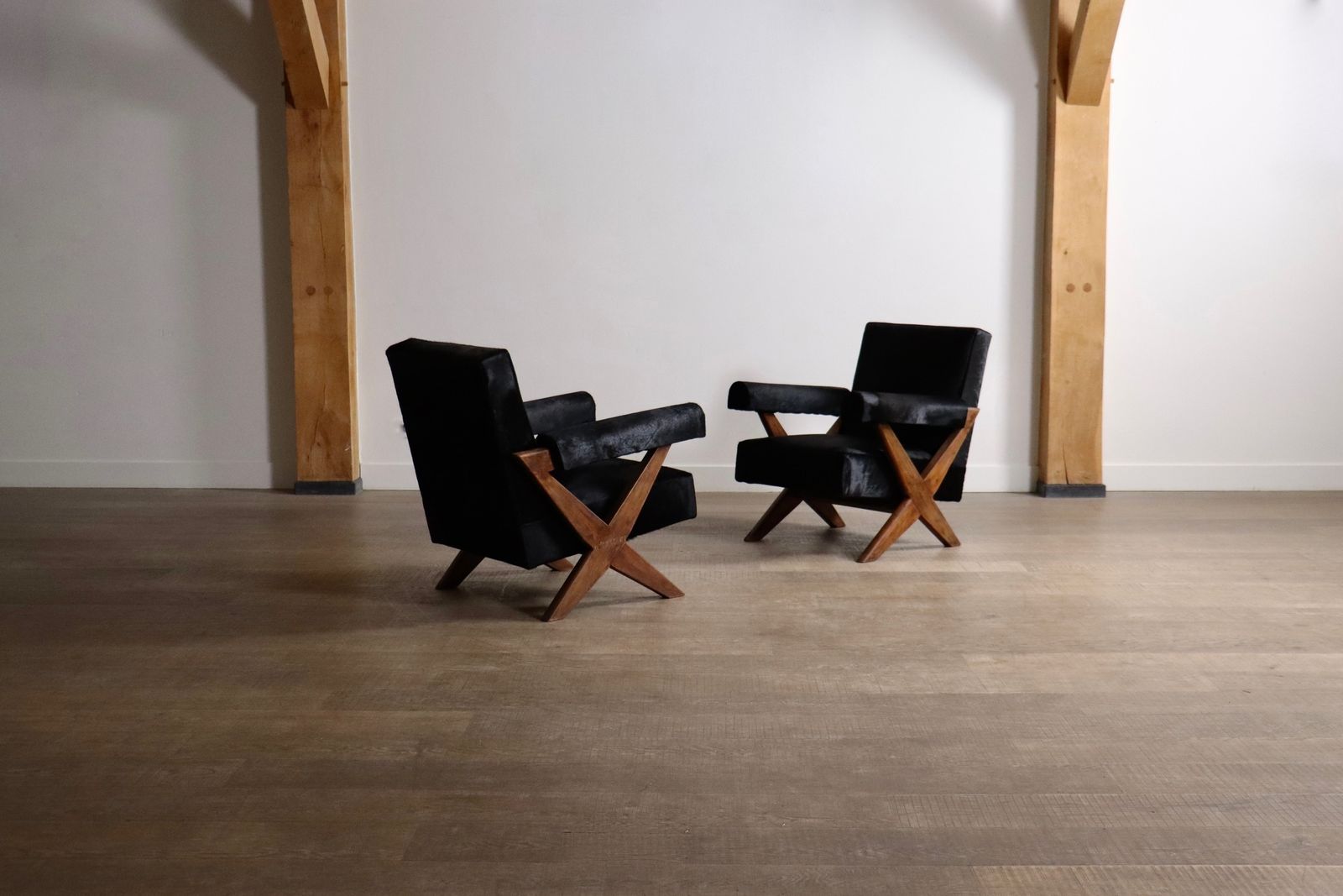 Pair Of Pierre Jeanneret X Leg Lounge Chairs, Chandigarh 1960s