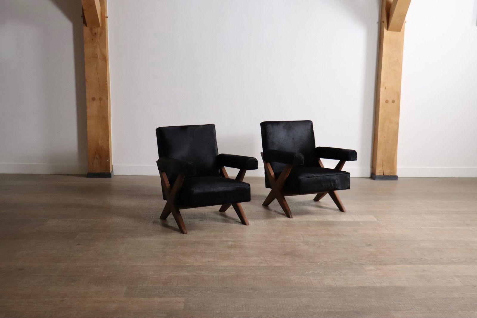 Pair Of Pierre Jeanneret X Leg Lounge Chairs, Chandigarh 1960s photo 48000.0