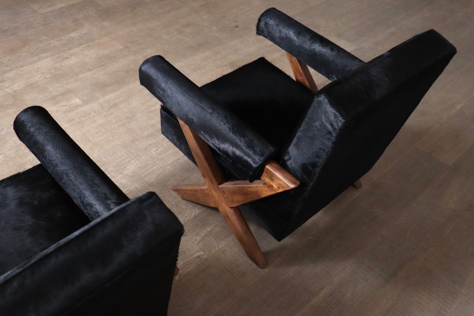 photo for sale Pair Of Pierre Jeanneret X Leg Lounge Chairs, Chandigarh 1960s