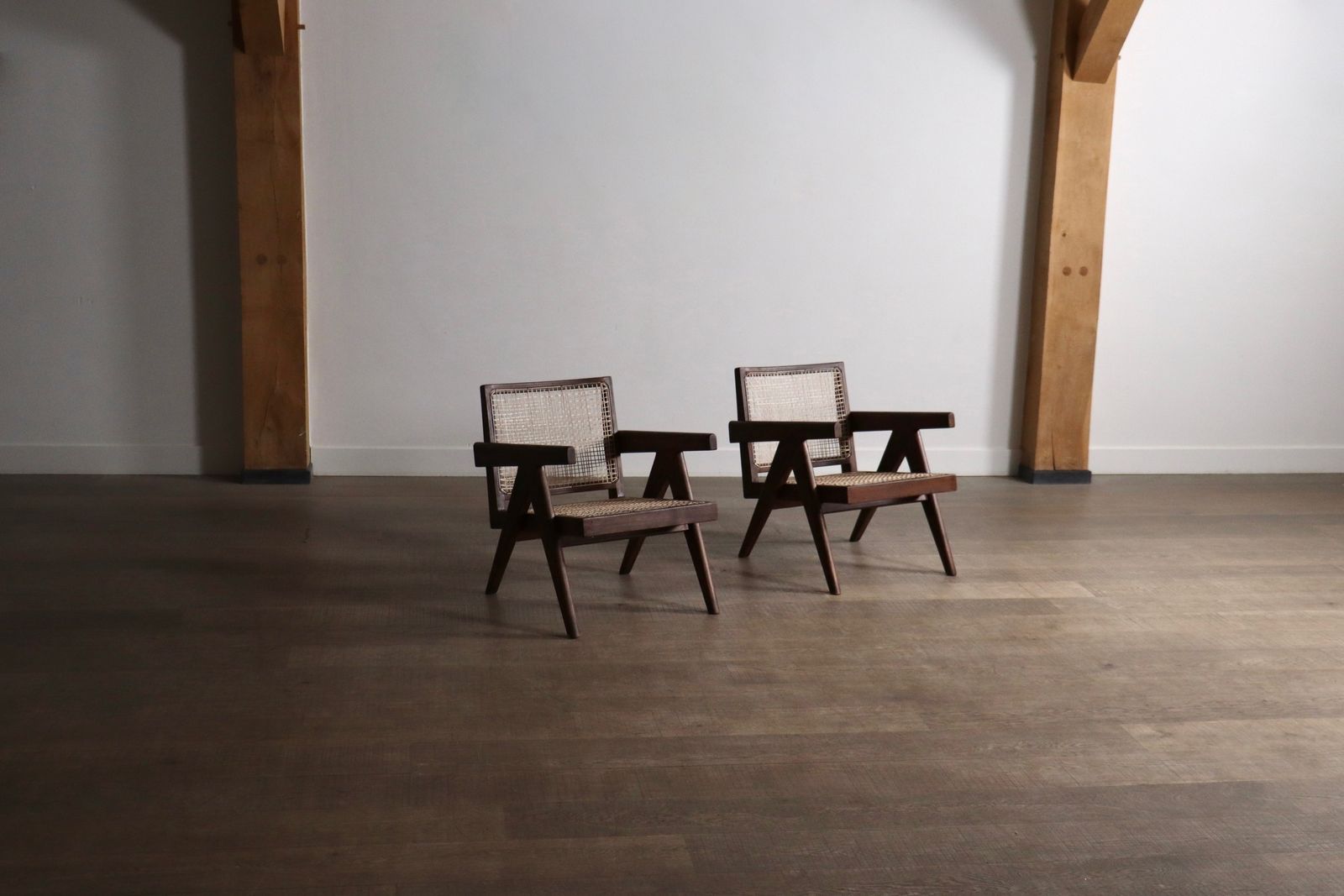 Pierre Jeanneret Lounge Chairs Pj Si 29 A In Teak And Cane, ca. jaren 1950 photo furniture