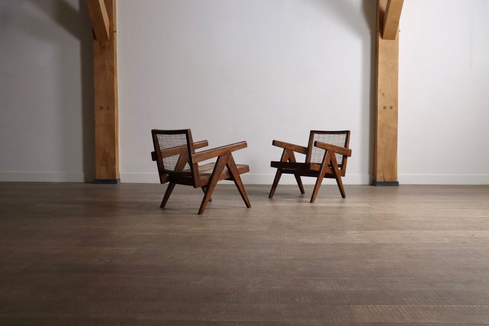 Pierre Jeanneret Lounge Chairs Pj Si 29 A In Teak And Cane, ca. jaren 1950 photo Meubels