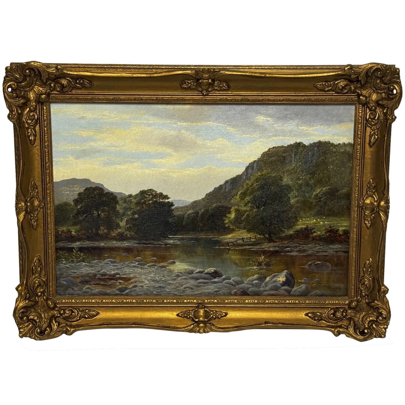 Victoriaans landschapsschilderij in olieverf nabij Capel Curig, Noord-Wales, gesigneerd John Cuthbert Salmon