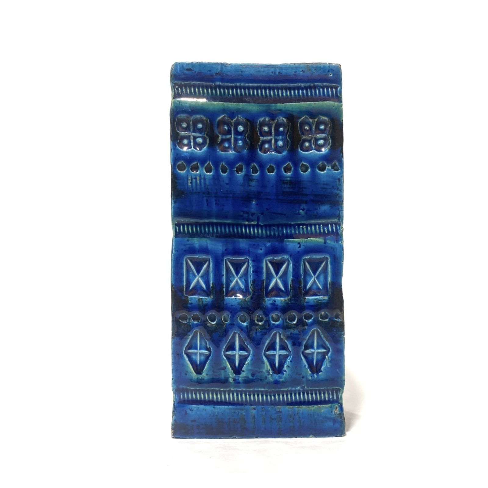 Woonaccessoires Bitossi Ceramiche Rimini Blu Brick Vase van Aldo Londi, Italiaans aardewerk ca. jaren 1960 photo