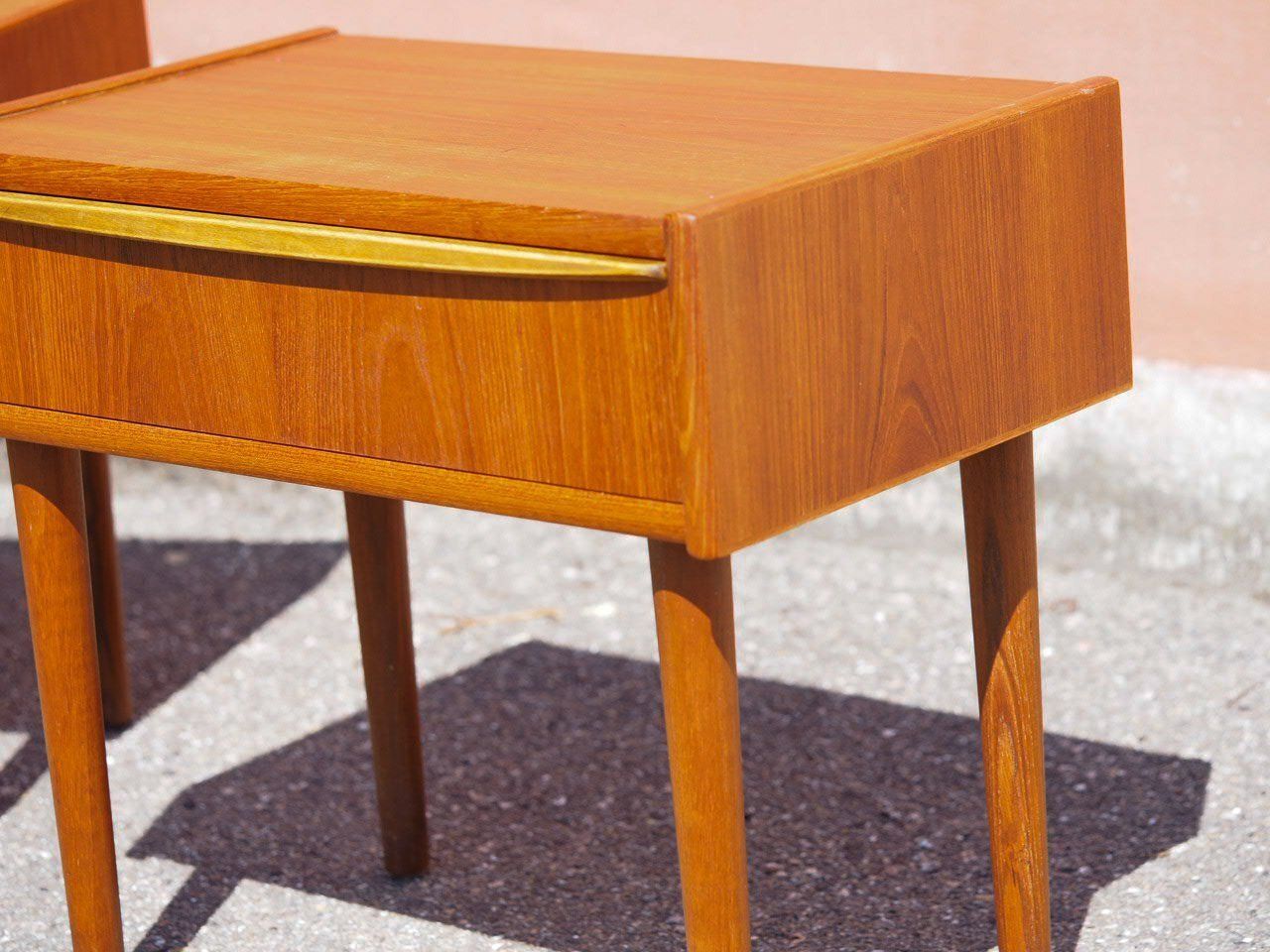 Vintage Teak Veneer Bedside Tables, Denmark, 1960, Set Of 2 photo buy