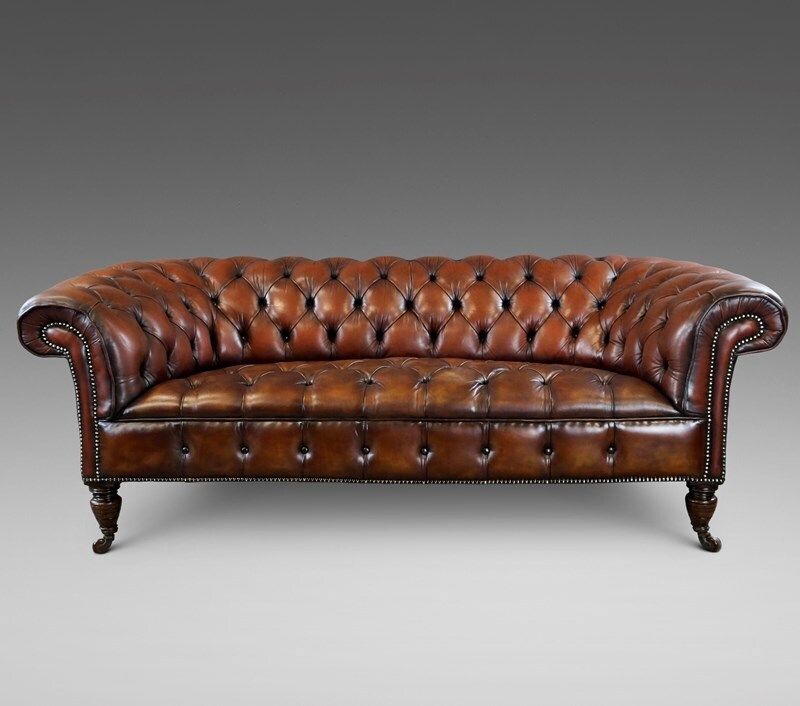 Victoriaanse leren Chesterfield photo for sale