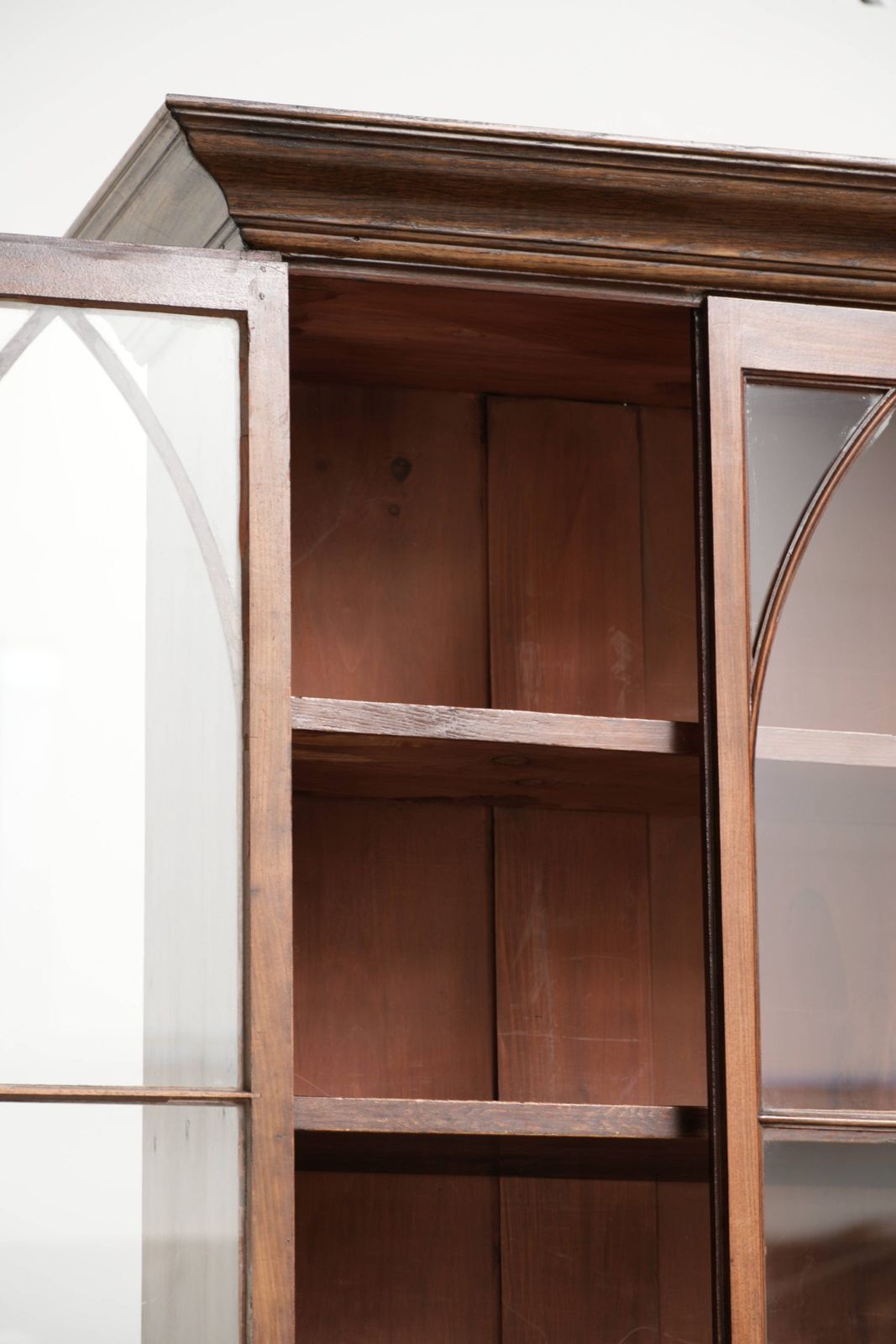 photo for sale Beautiful Antique English Buffet Cabinet From The Early 19th Century In Gothic Style With Elegant Forms And Deep Colors.