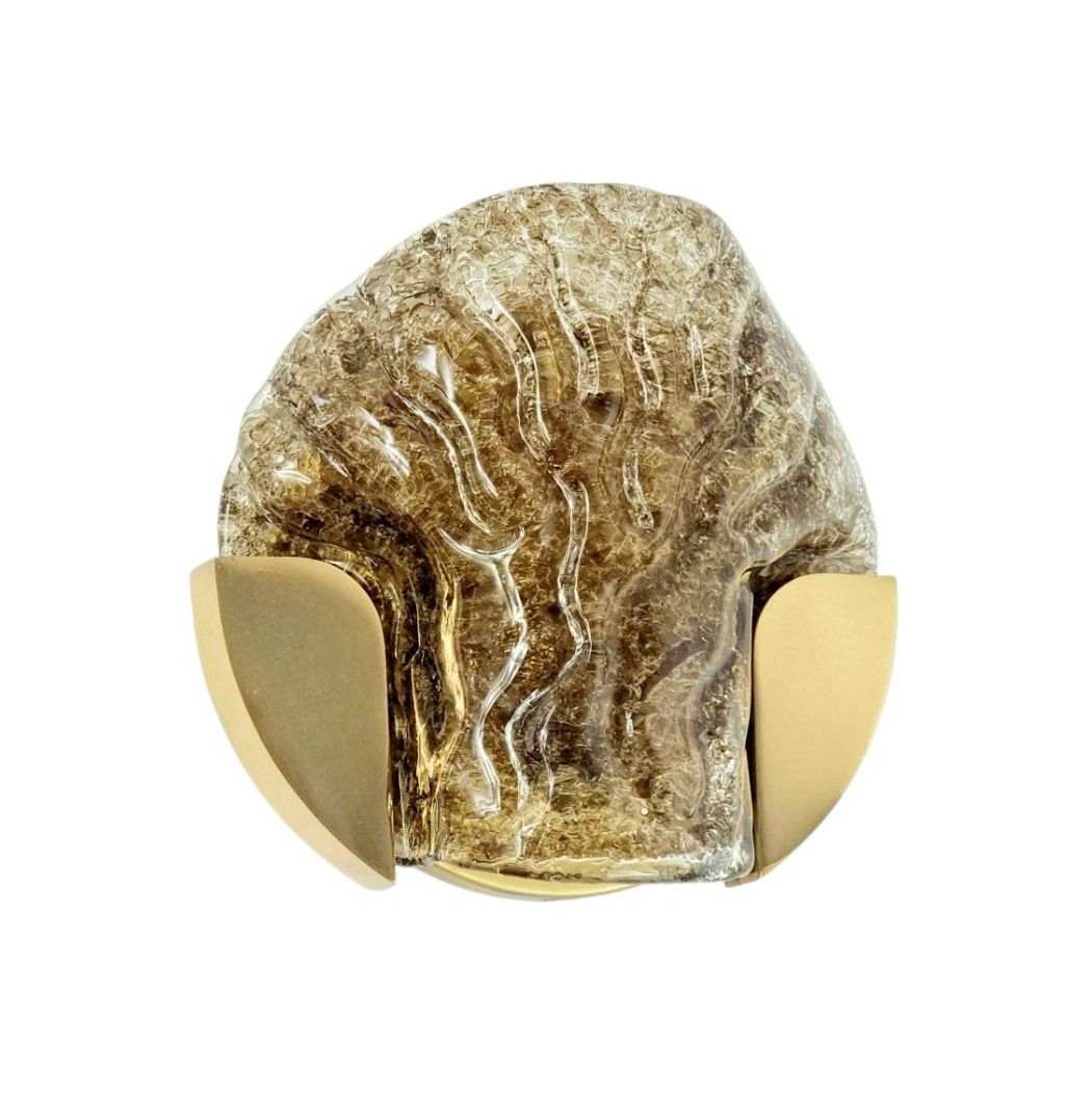 Mid Century Modern Dark Toned Murano Glass & Brass Wall Light From Kaiser Leuchten, Germany, 1960s