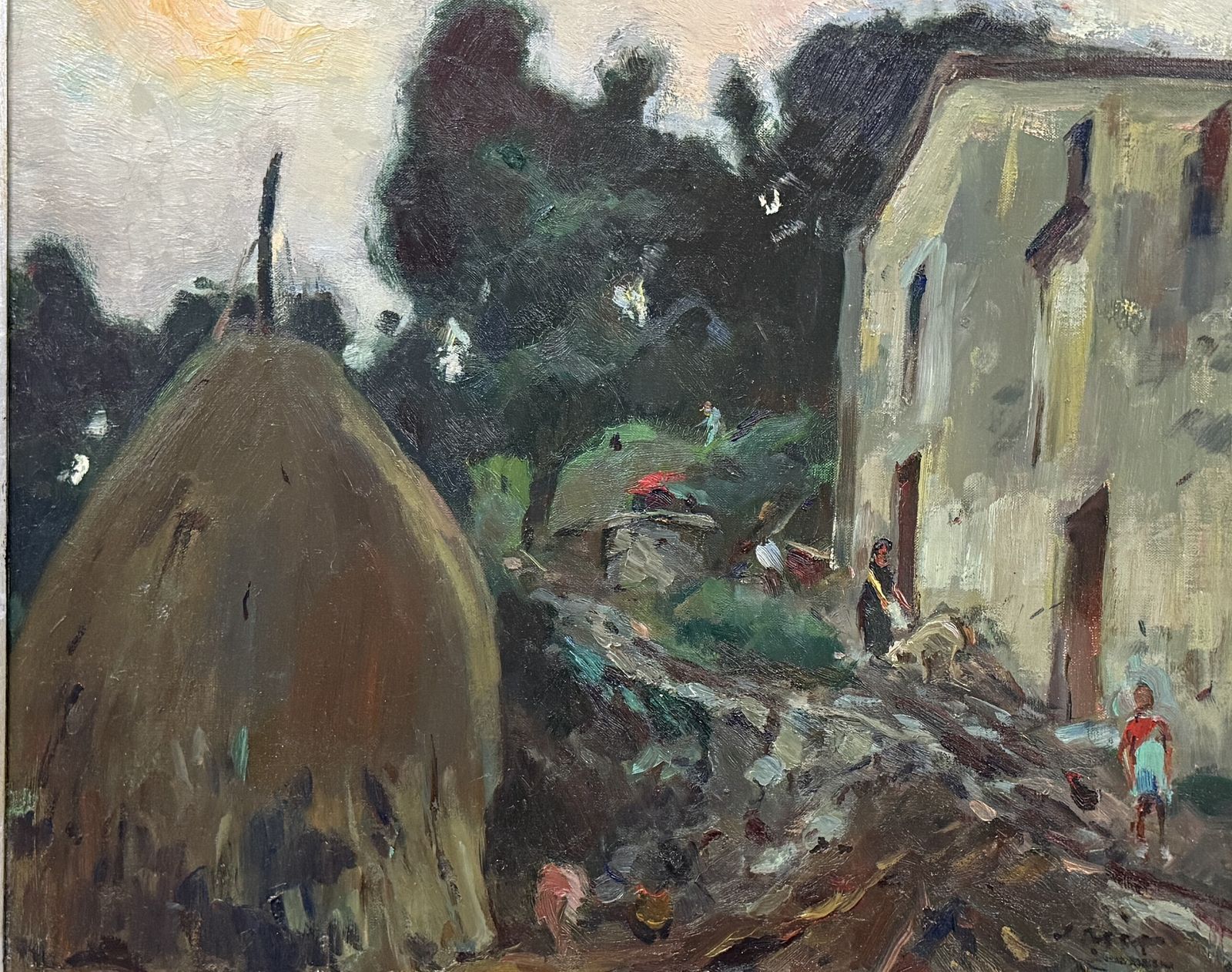 photo for sale Joaquim Mir I Trinxet Catalaans postimpressionistisch landschap in Gualba, Spanje, olieverf op doek 1939