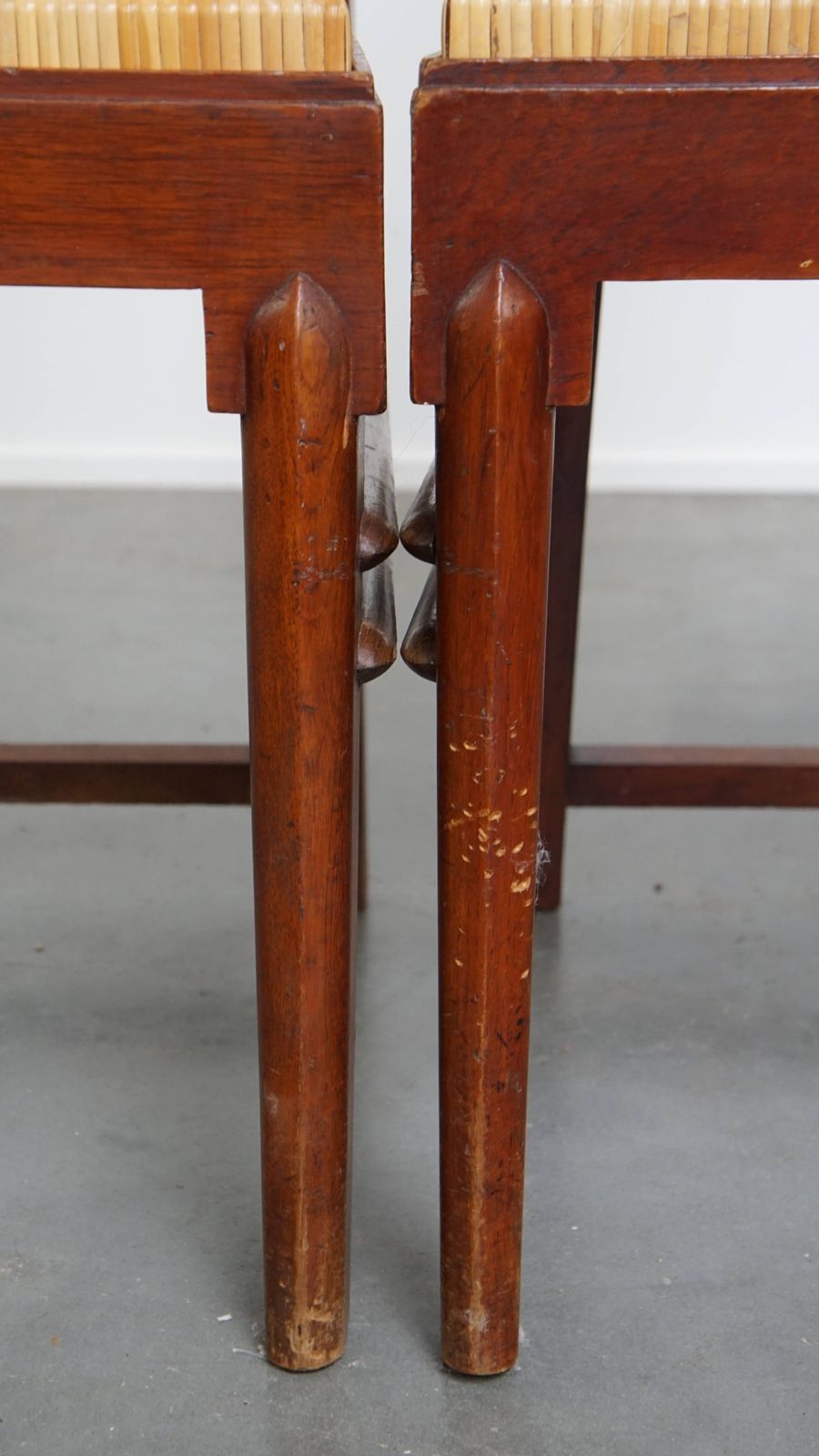 photo furniture Nice Set Of Two Art Deco Design Dining Chairs With A Wooden Frame And A Removable Fabric Seat