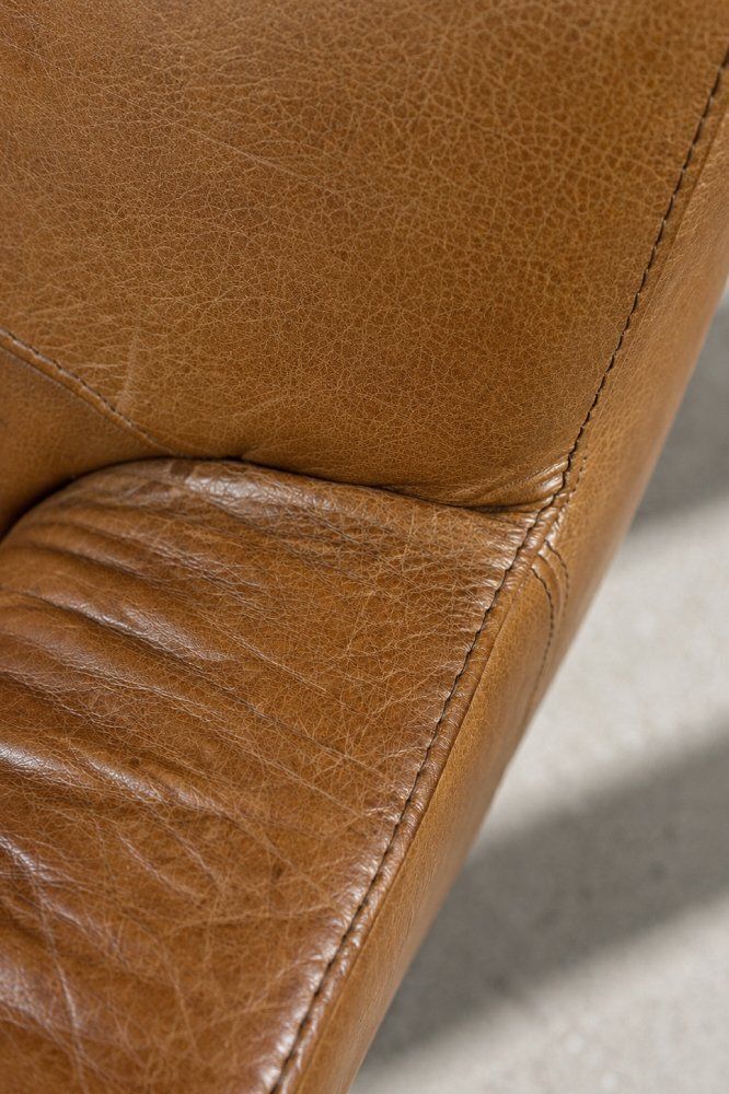 Mid Century Modern Industrial Brown Leather 3 Seater Sofa, 1960s photo 2365.0