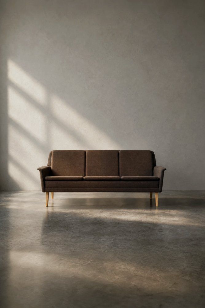 Mid Century Danish Modern bruine 3-zitsbank van Folke Ohlsson voor Fritz Hansen, jaren 1960