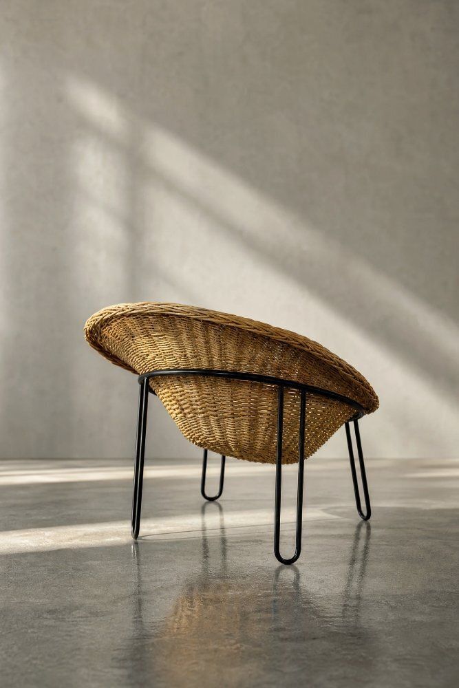 Vintage Italiaanse Modern Boho Rattan Bolvormige Schaalstoelen, ca. jaren 1950 photo 732.0