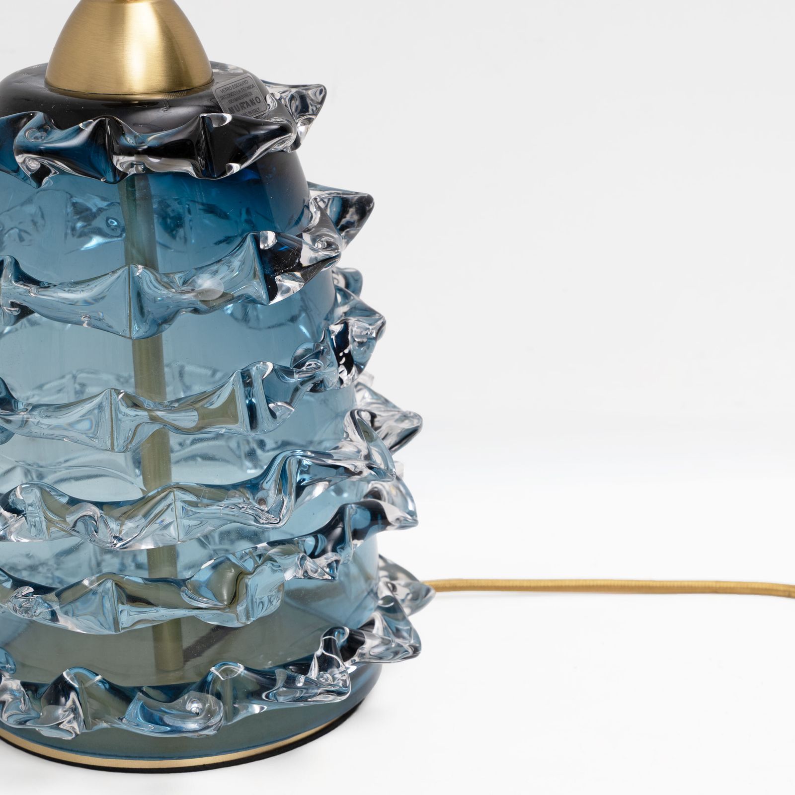 Paar blauwe Rostrato Murano glazen tafellampen photo Verlichting