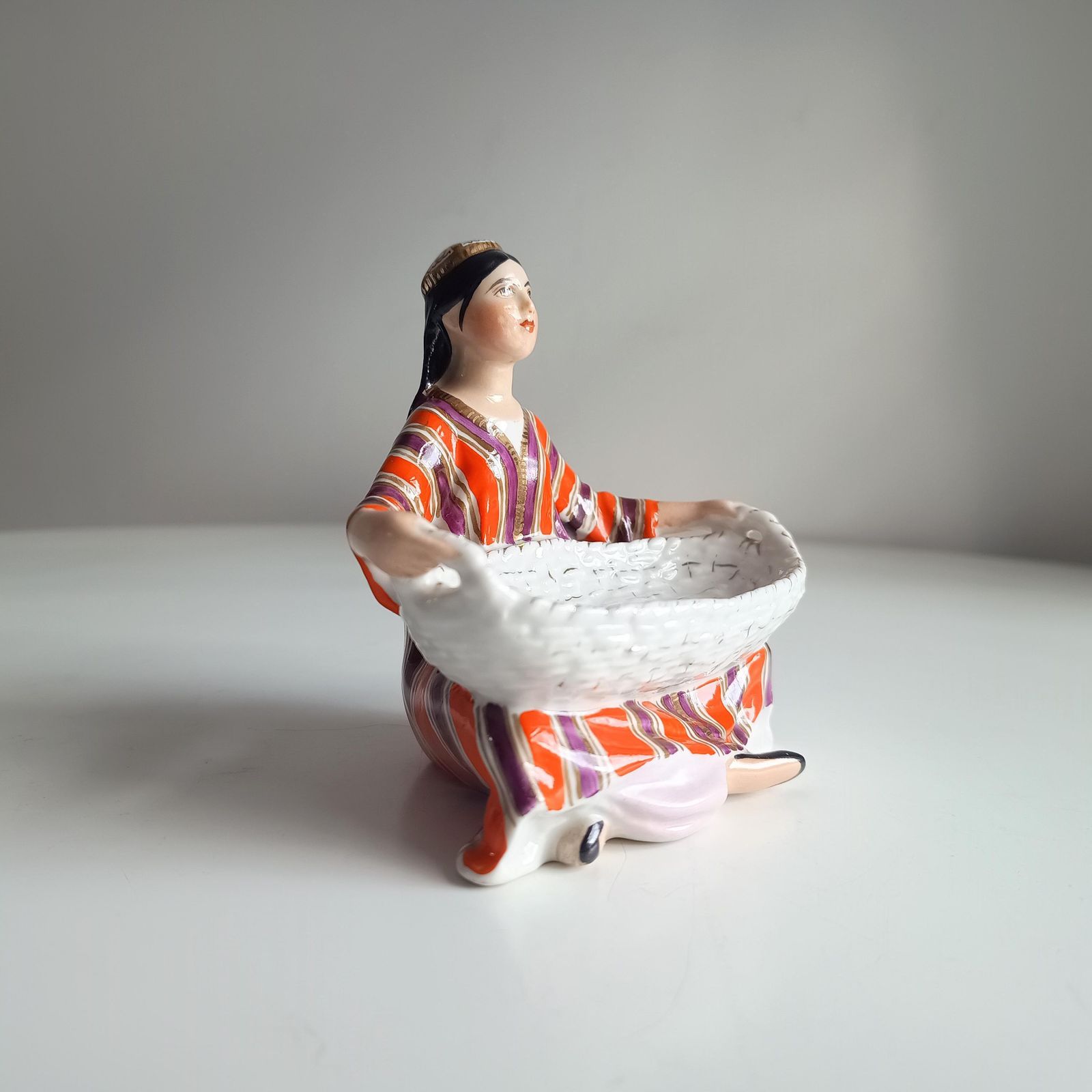 photo furniture Lomonosov Lfz Porcelain Figure Of Uzbek Girl With Basket, Sculptor G. Stolbova, Red Mark