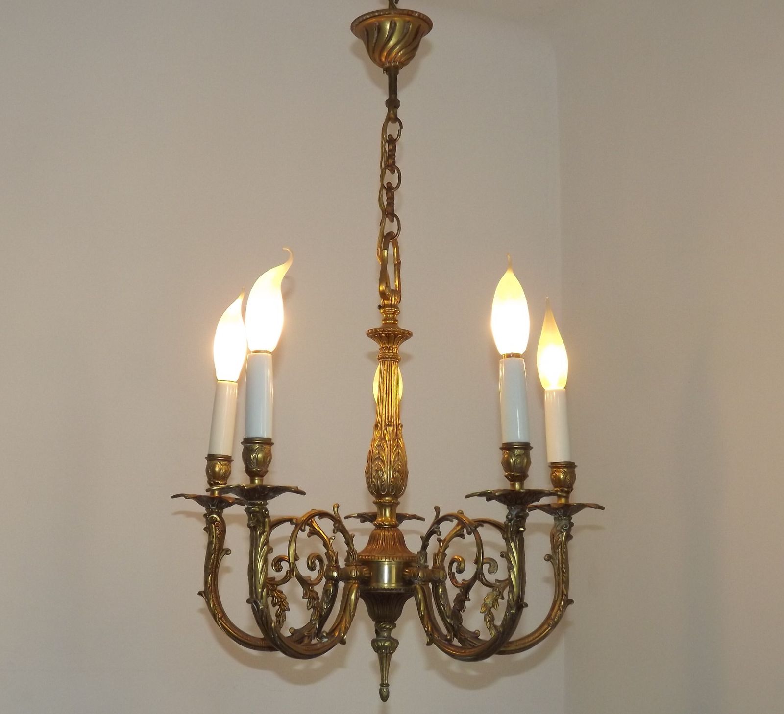 photo vinterior Lustre Art Nouveau à 5 lumières en bronze, style français