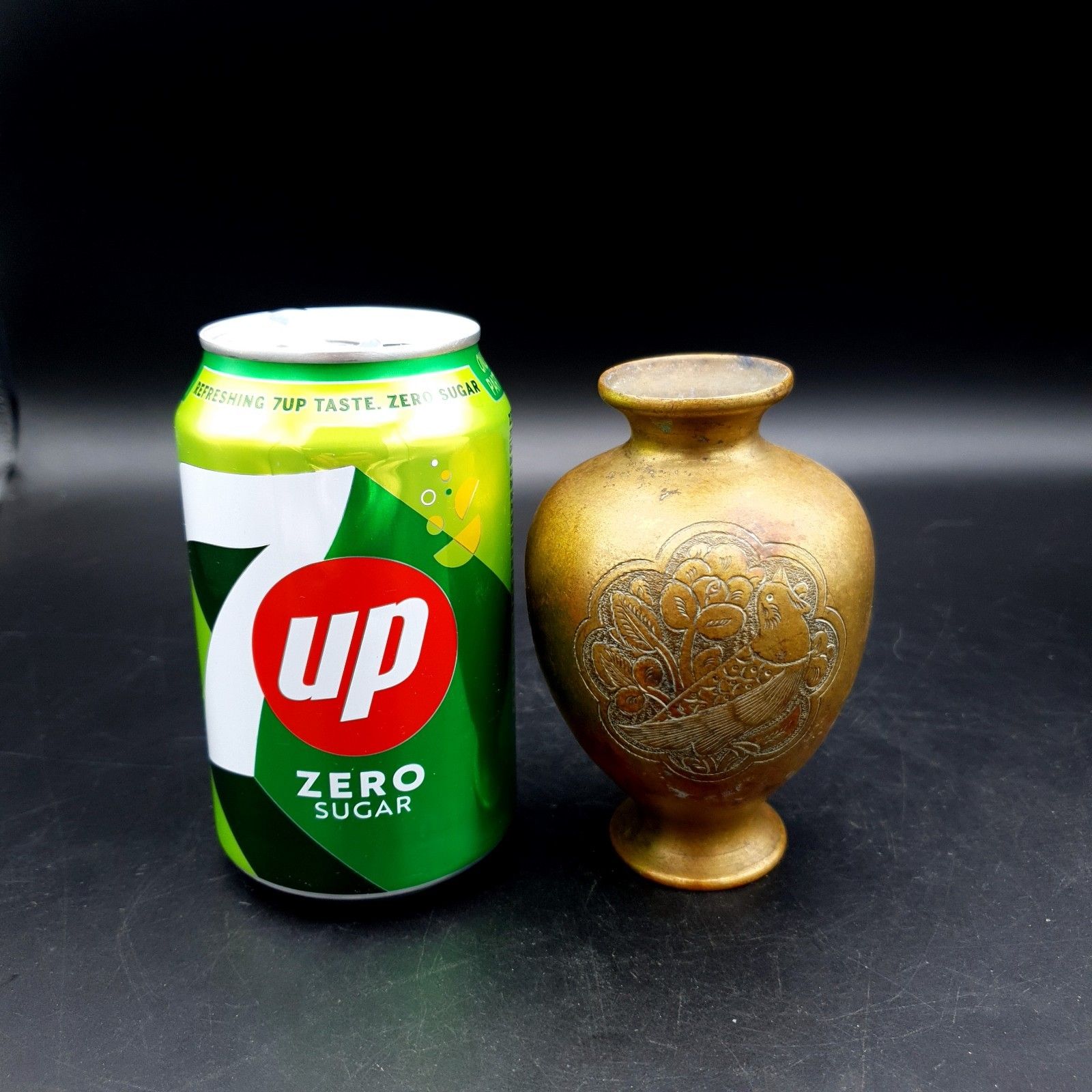 photo vintage Antique Alfred Salzmann Jerusalem Palestine Brass Bird Vase C 599 C.1930 10.6cm