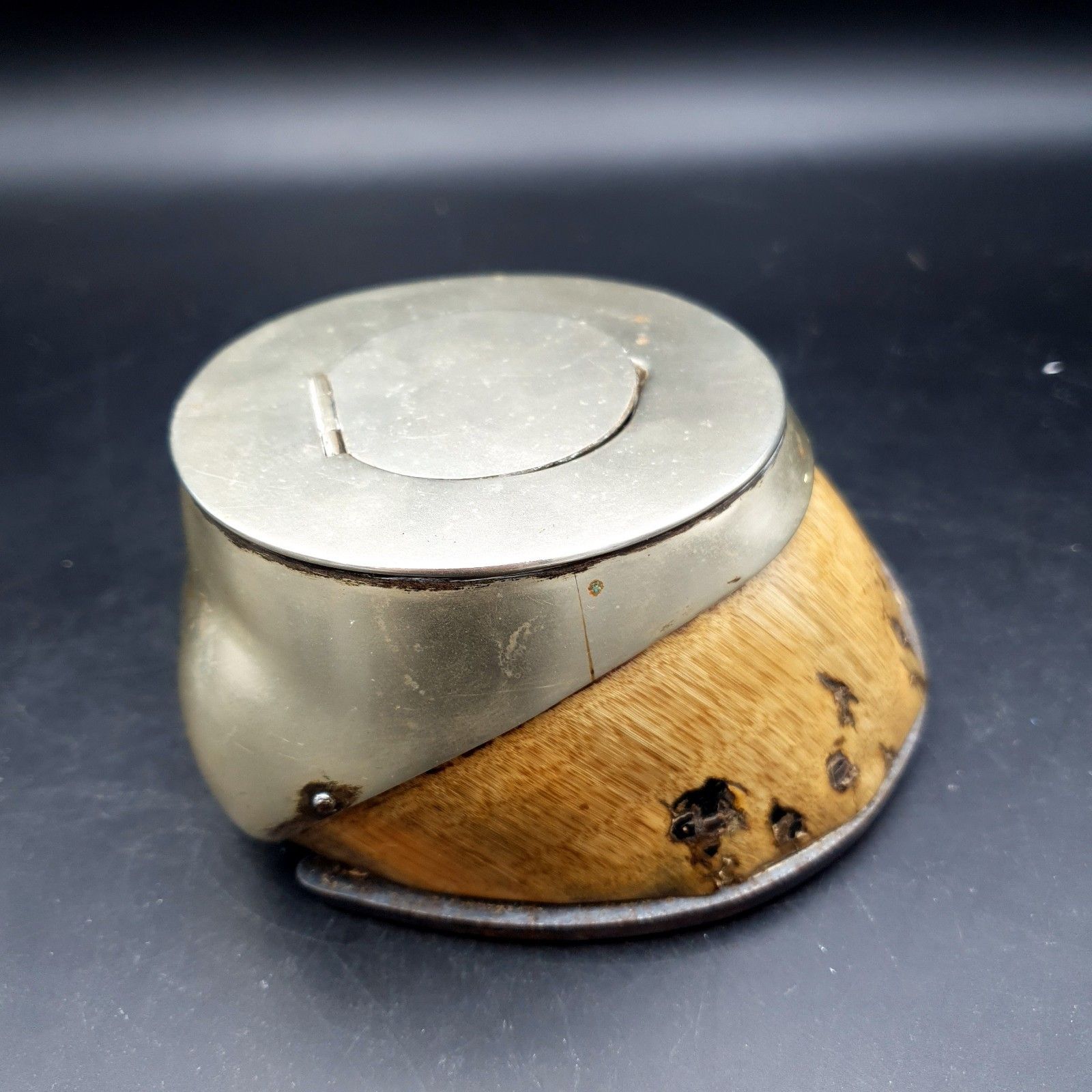 Antique Horse Hoof Inkwell J&Co Silver Mounted Victorian Edwardian Equestrian photo for sale