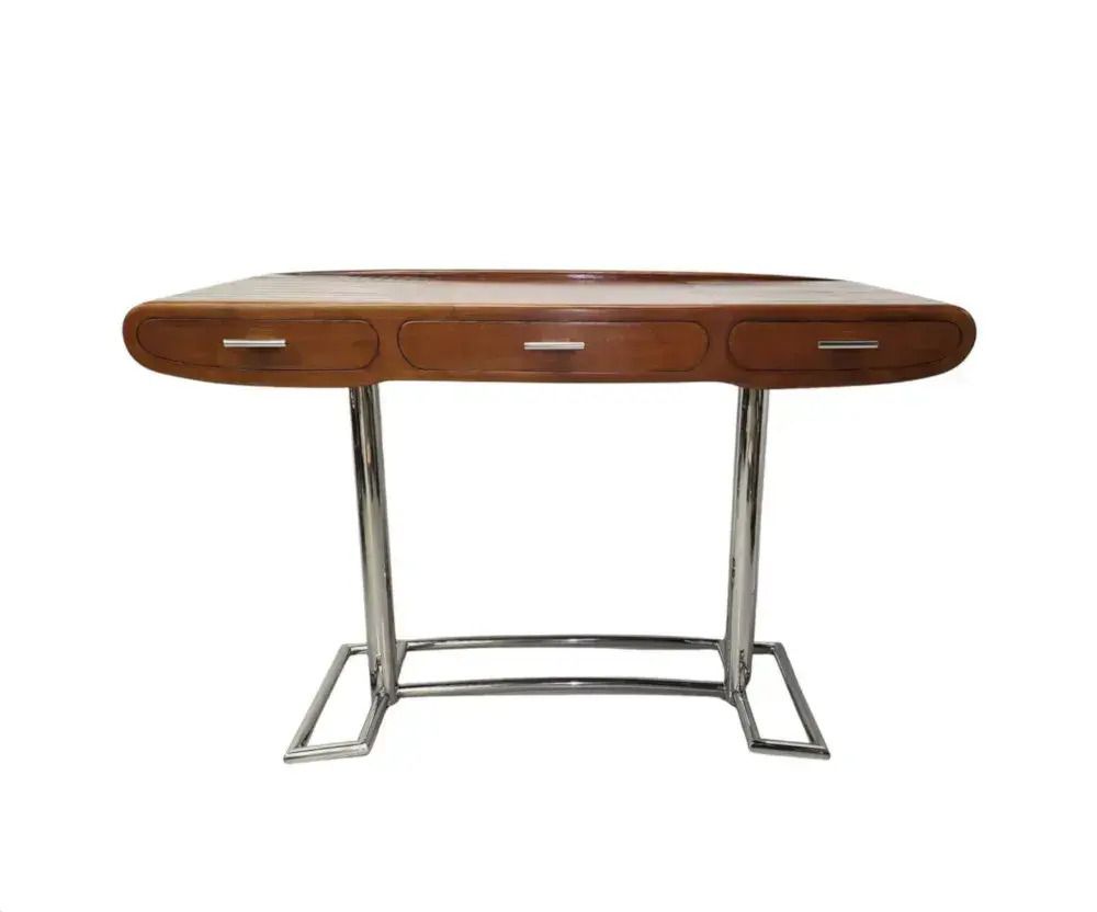 Mid-Century Design Bureau in Walnoot en Chroom