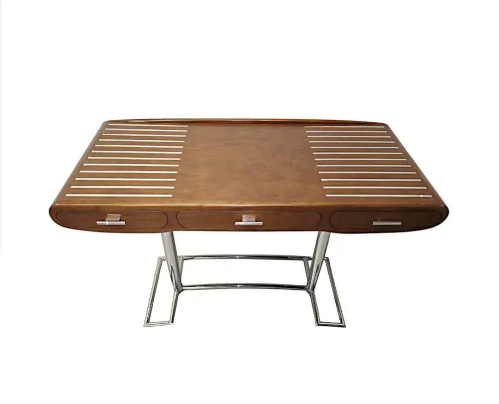 Mid-Century Design Bureau in Walnoot en Chroom photo furniture