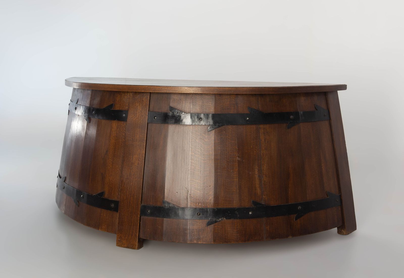 Mid-century Eiken Bureau Schrijftafel Vatenvorm Gebogen photo furniture