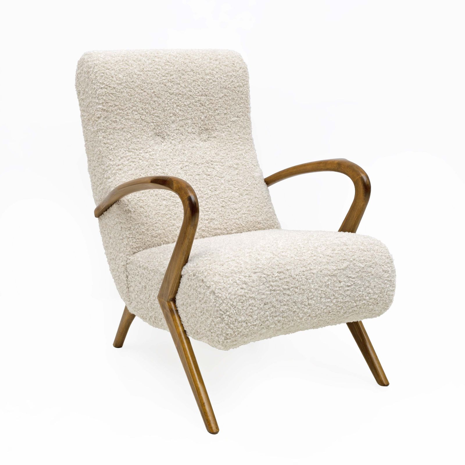 Toegeschreven aan Paolo Buffa, mid-century modern Italiaanse fauteuils in bouclé, paar photo vinterior