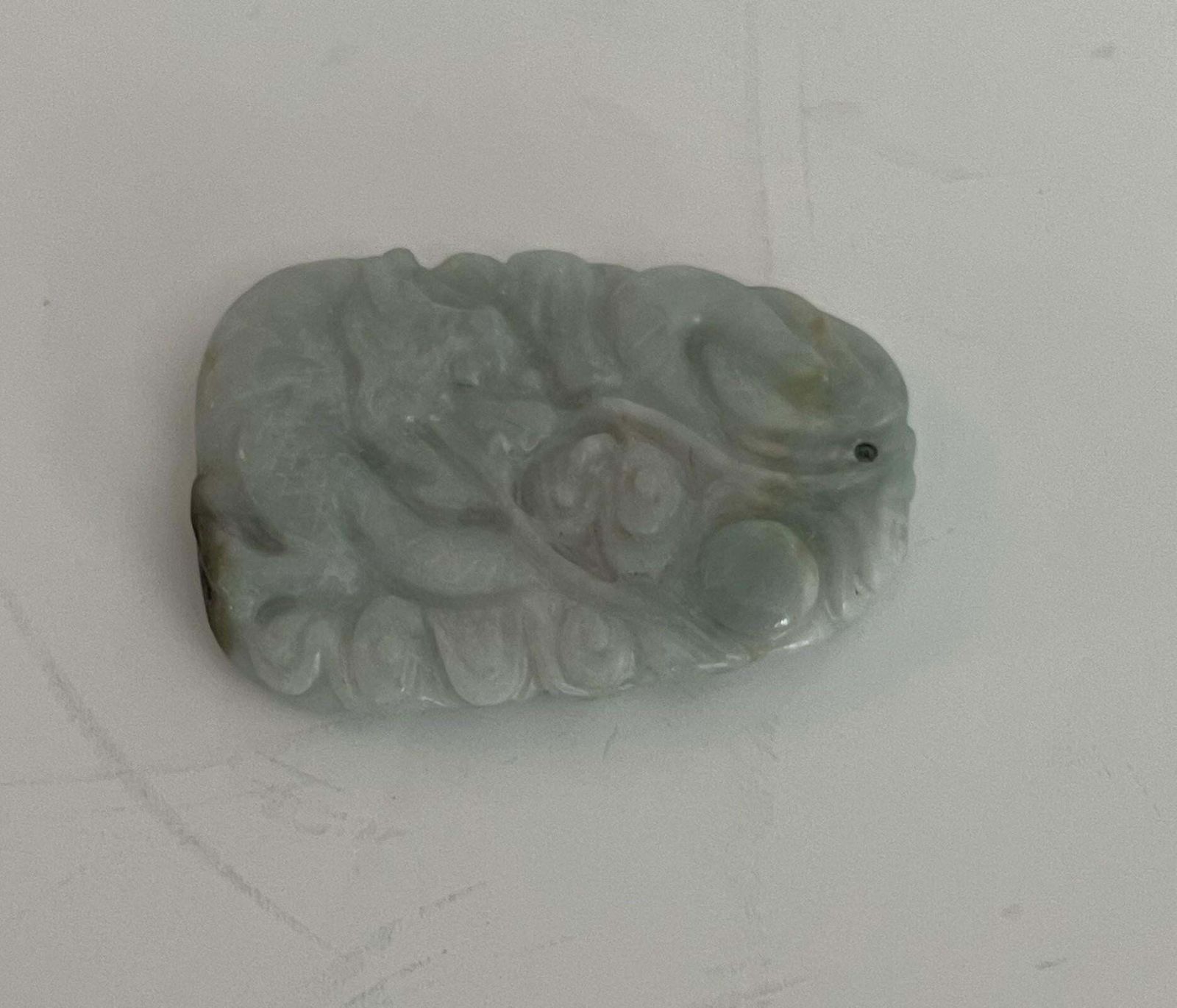 photo for sale 19th Century Chinese Jadeite Nephrite Dragon And Bird Pendant, Hand Carved