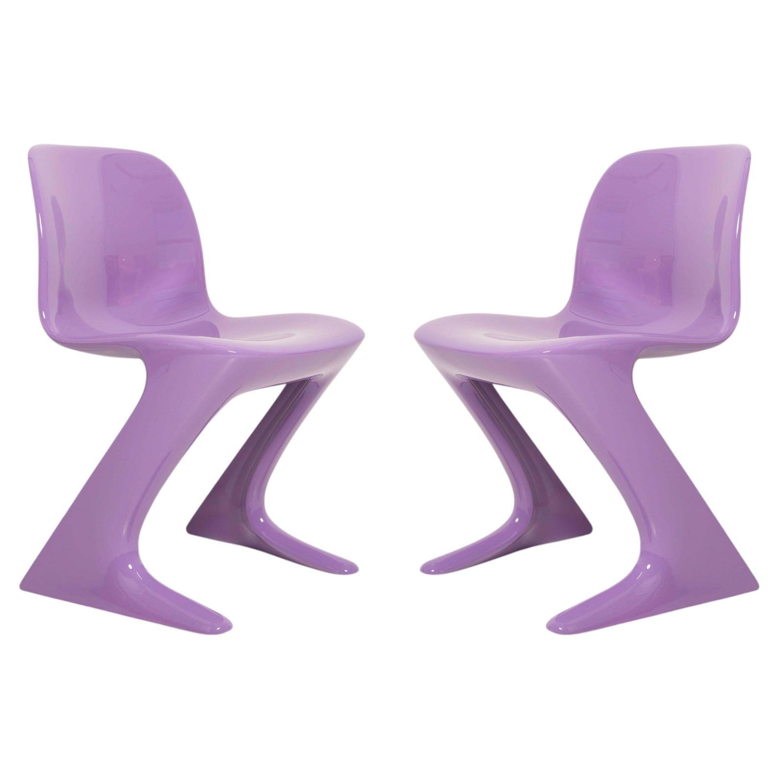 Two Blue Lilac Violet Kangaroo Chairs Designed By Ernst Moeckl, Germany, 1968