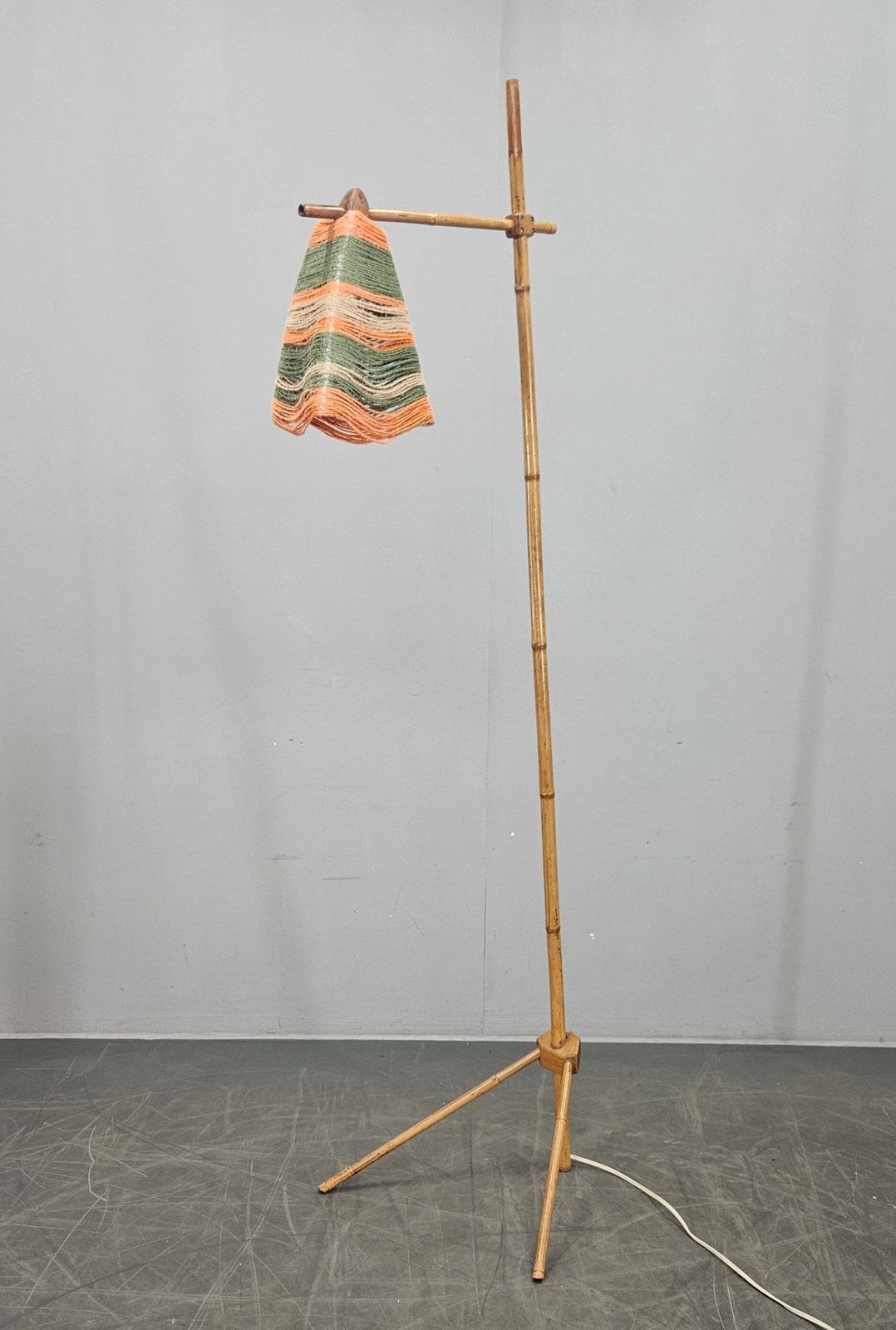 Rare Midcentury Floor Bambnoo And String Lamp, 1960s photo furniture