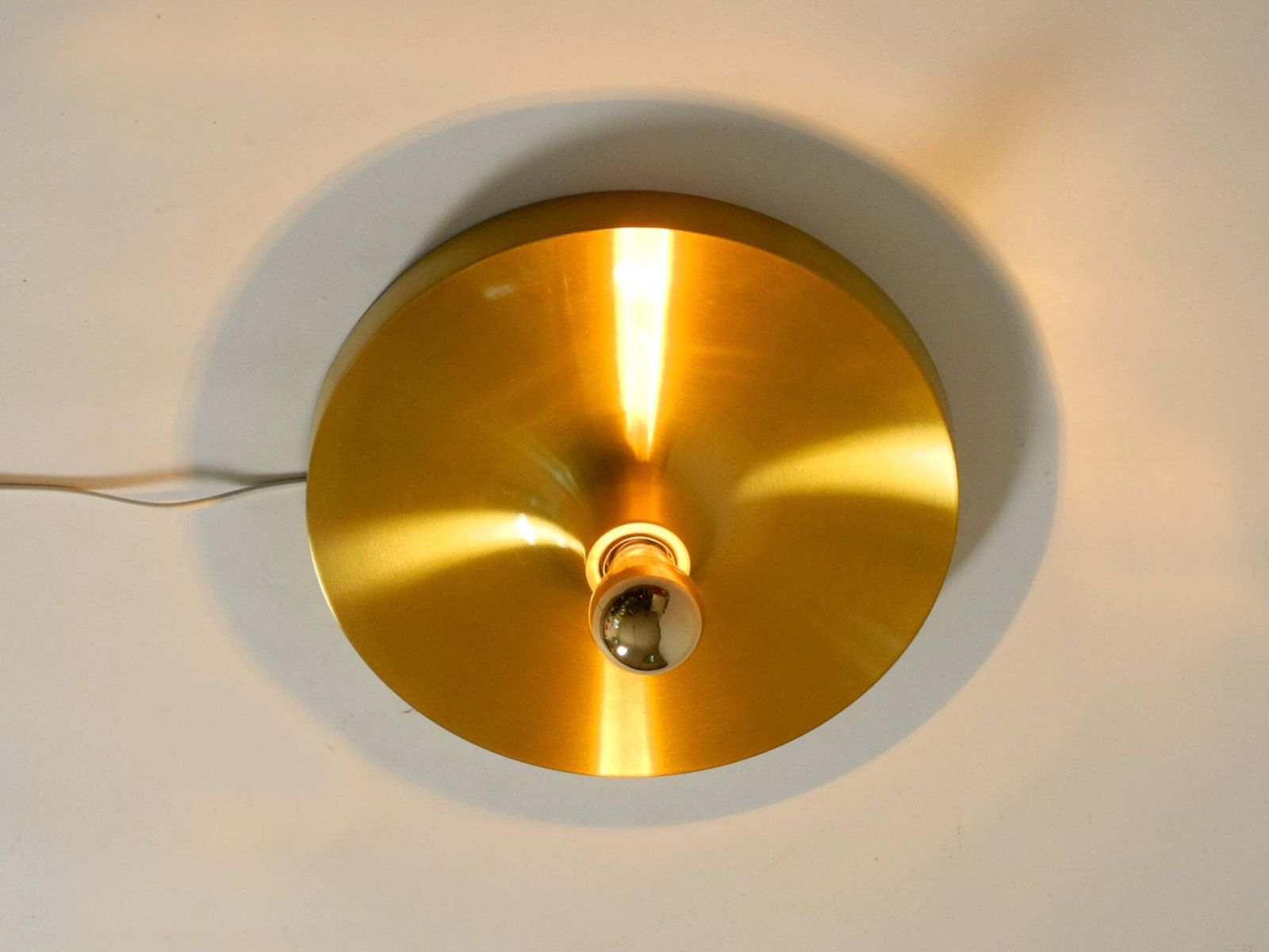 Original Teka Space Age Aluminum Ceiling Or Wall Lamp, Brass Anodized photo vintage