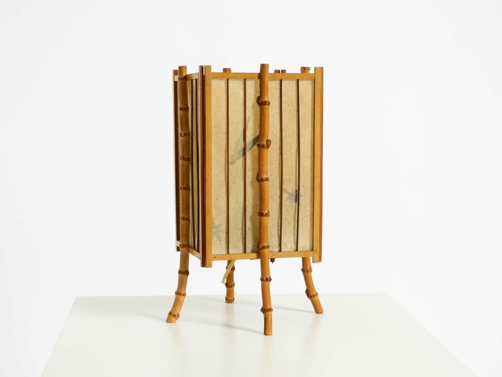 French Mid Century Modern Table Lamp Made Of Bamboo And Parchment Paper photo for sale