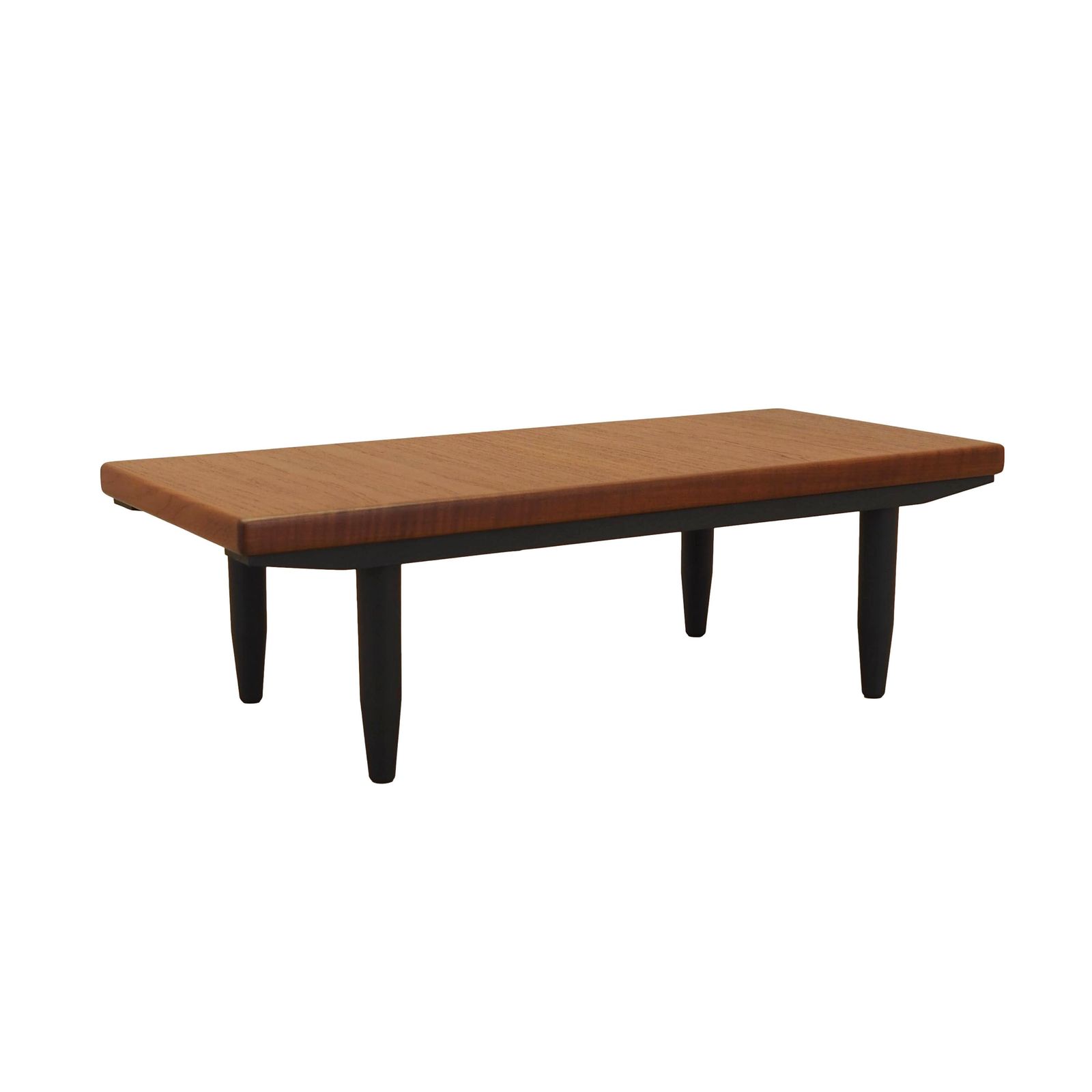 Danish Teak Veneer Coffee Table With Black Legs, 1970s