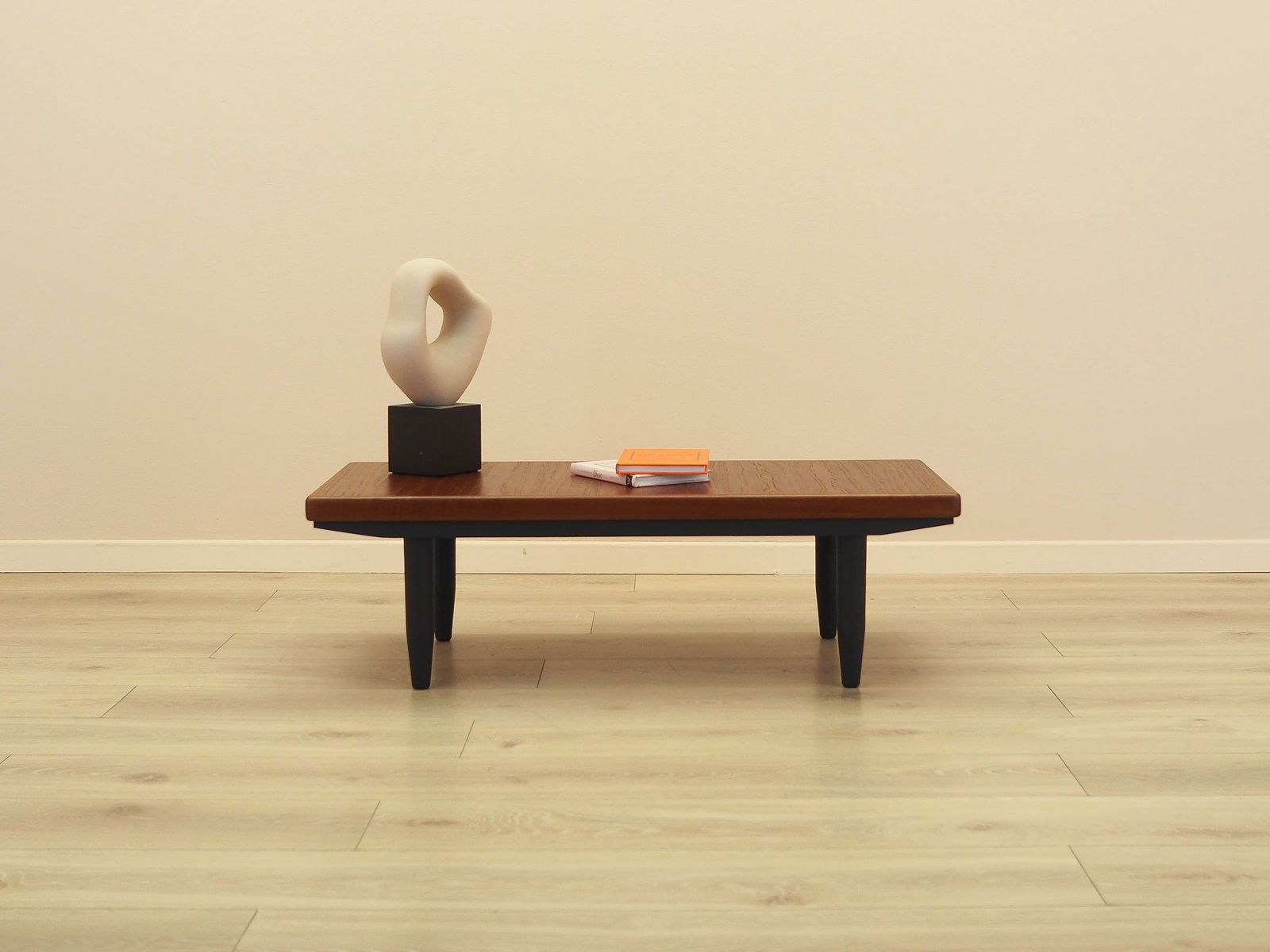 Danish Teak Veneer Coffee Table With Black Legs, 1970s photo furniture