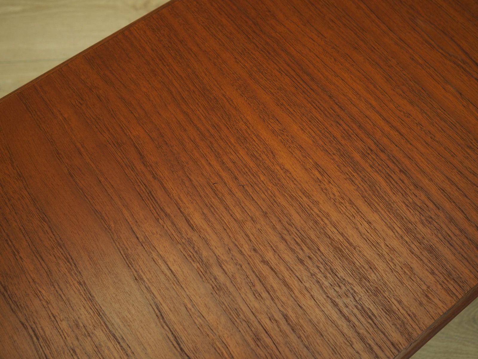 Danish Teak Veneer Coffee Table With Black Legs, 1970s photo buy