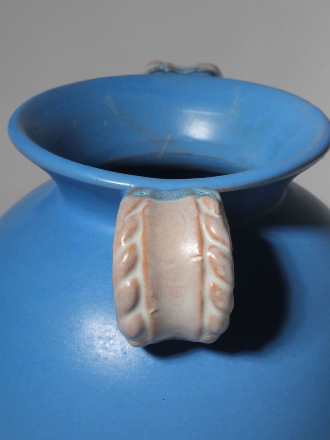 Gabriel Burmeister Art Deco Double Handled Blue Vase, For Gabriel Keramik, 1930s, Sweden photo for sale