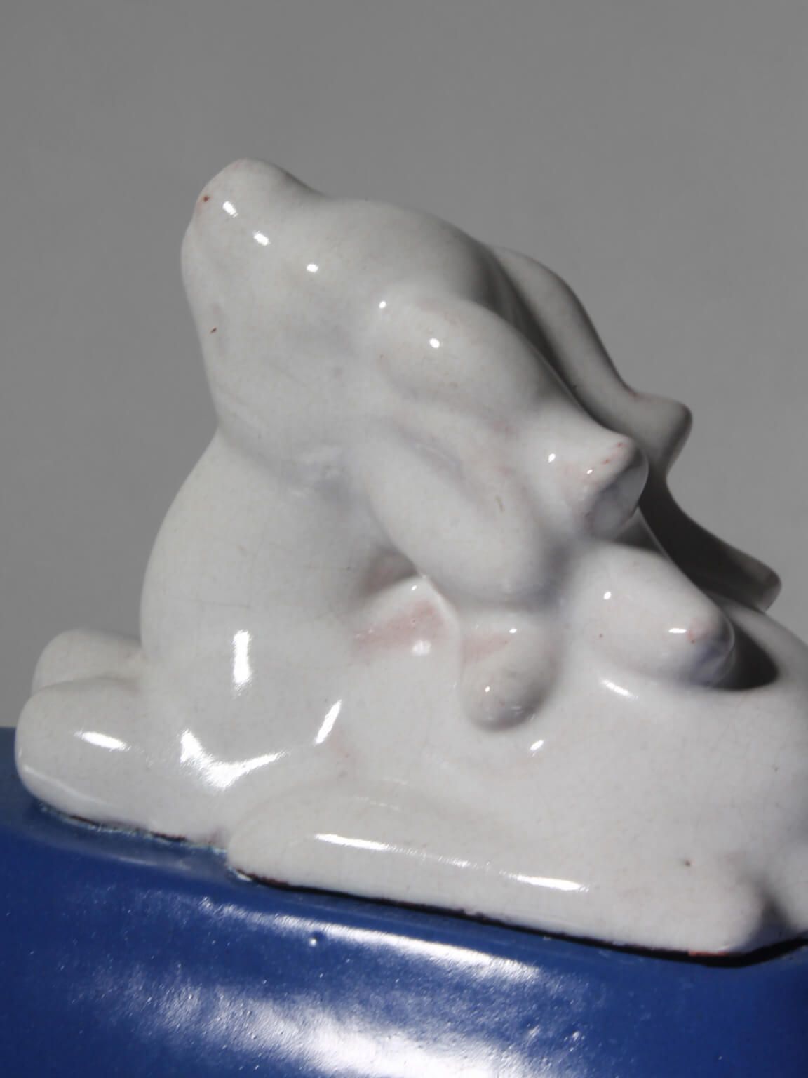 Gabriel Burmeister White Deer art deco keramische schaal, voor Gabriel Keramik, jaren 1930, Zweden photo vinterior