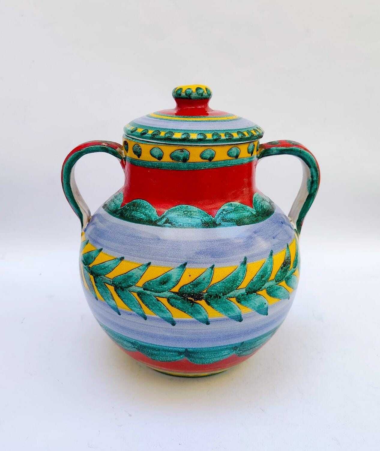 Giovanni De Simone vintage keramische amfoorvase ca. jaren 1960, mid-century, met twee handvatten.