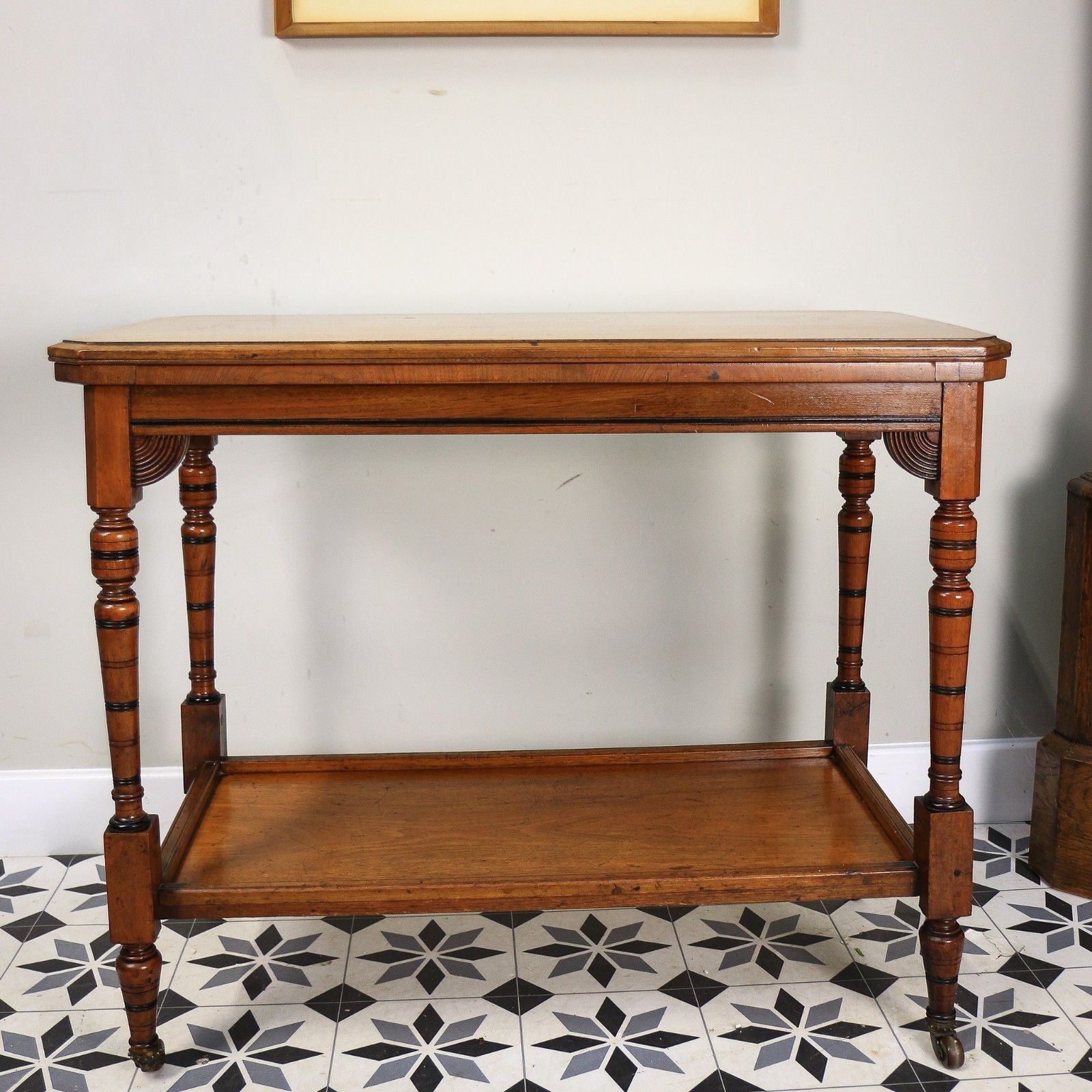 Edwardian Mahogany Card Game Table Baize Top On Porcelain Castors photo buy