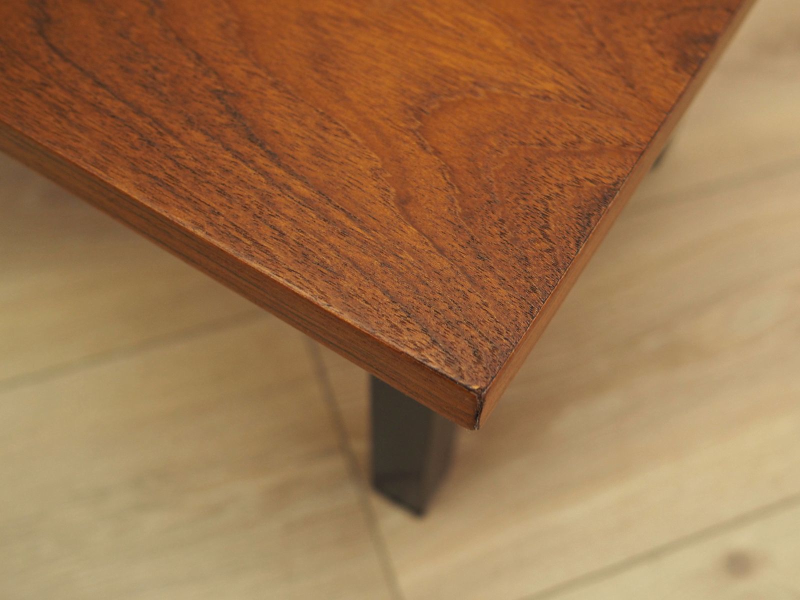 Danish Teak Veneer Coffee Table On Metal Legs, 1960s photo vintage