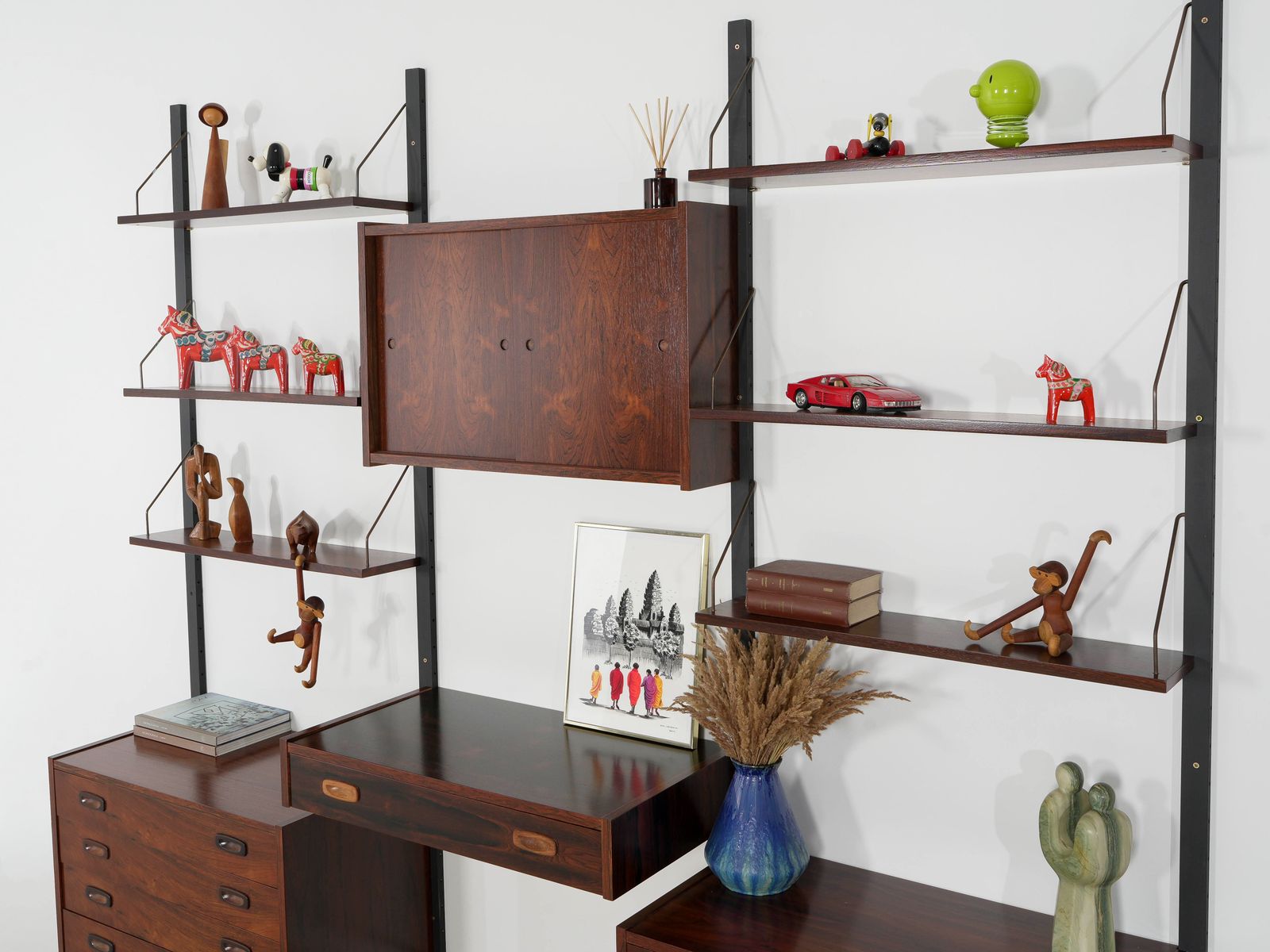 Mobilier Bibliothèque modulaire PS System par Preben Sørensen, placage, Danemark, années 1960 photo
