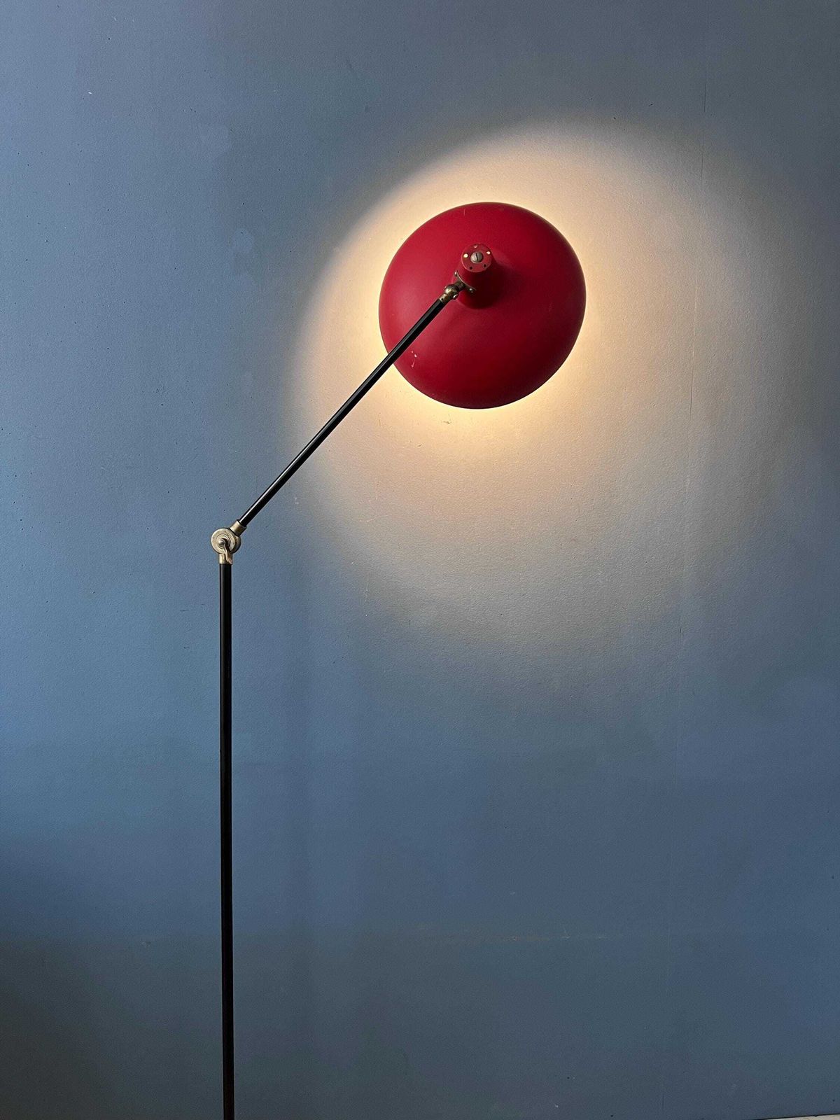Vintage Red Anvia Floor Lamp By J.J.M. Hoogervorst, Adjustable Metal Lamp photo Lighting