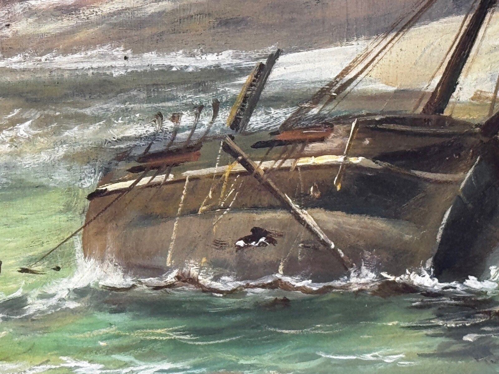 Art Victorian British Marine Oil Bamburgh Castle Shipwreck Follower Carmichael photo