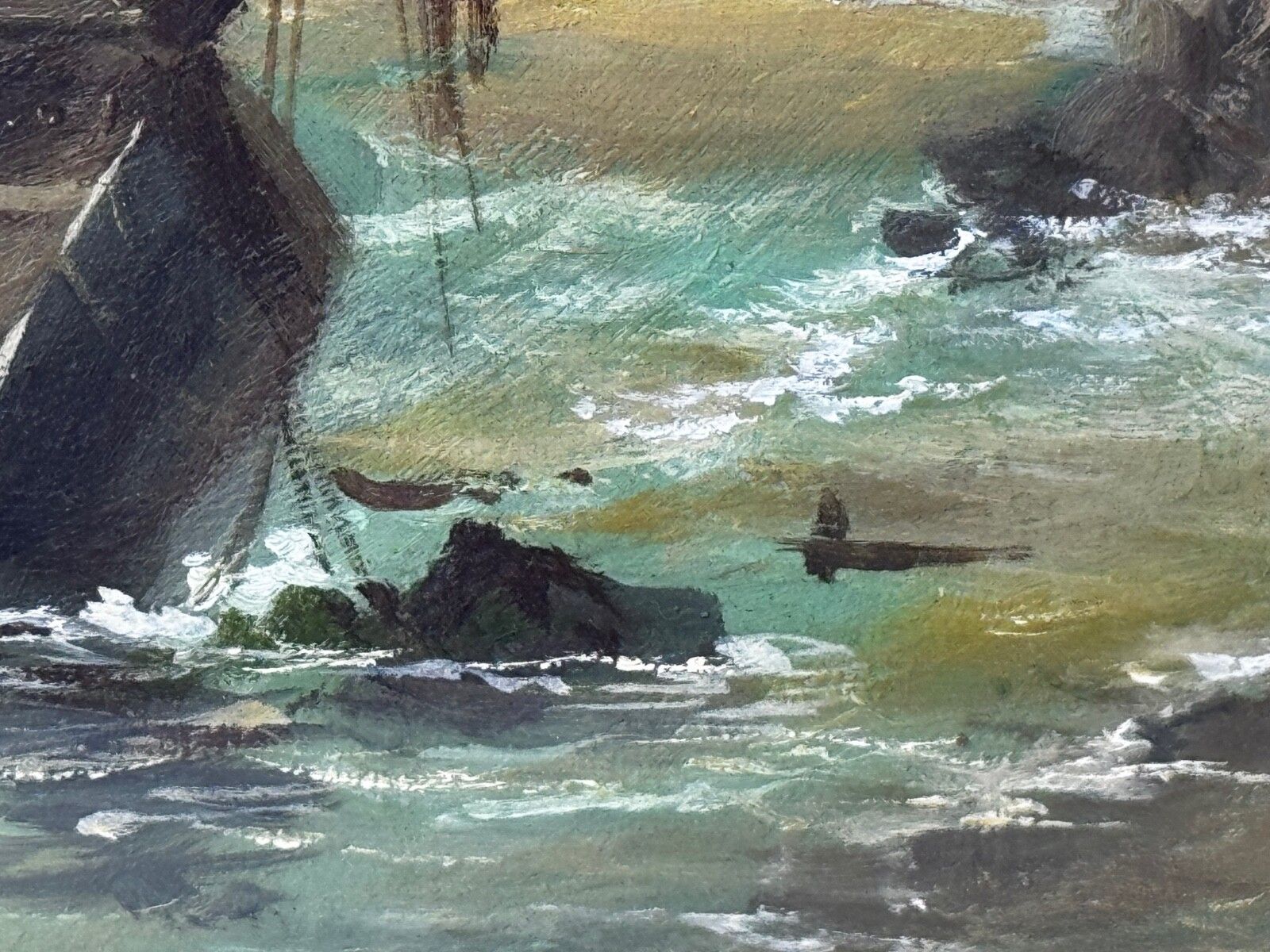 8500.0 Victoriaans Brits marineolieverfschilderij Bamburgh Castle Scheepswrak Volgeling Carmichael photo
